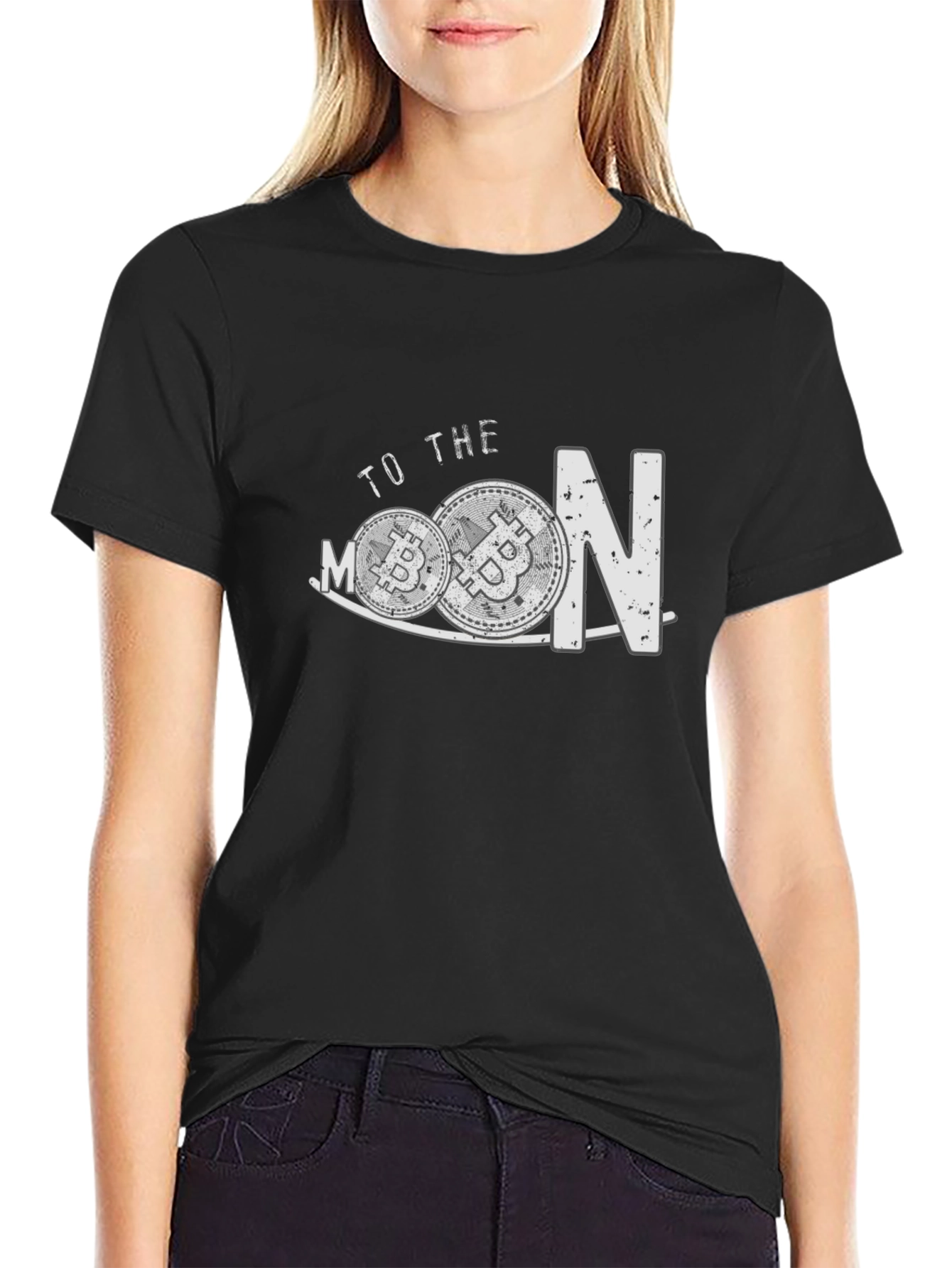 Bitcoin To The Moon Black T-Shirt Crypto Currency Tee