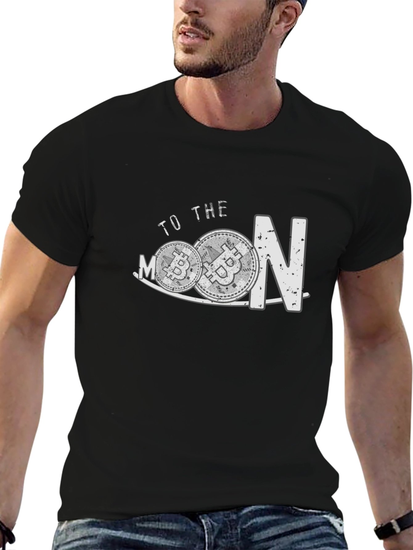Bitcoin To The Moon Black T-Shirt Crypto Currency Tee