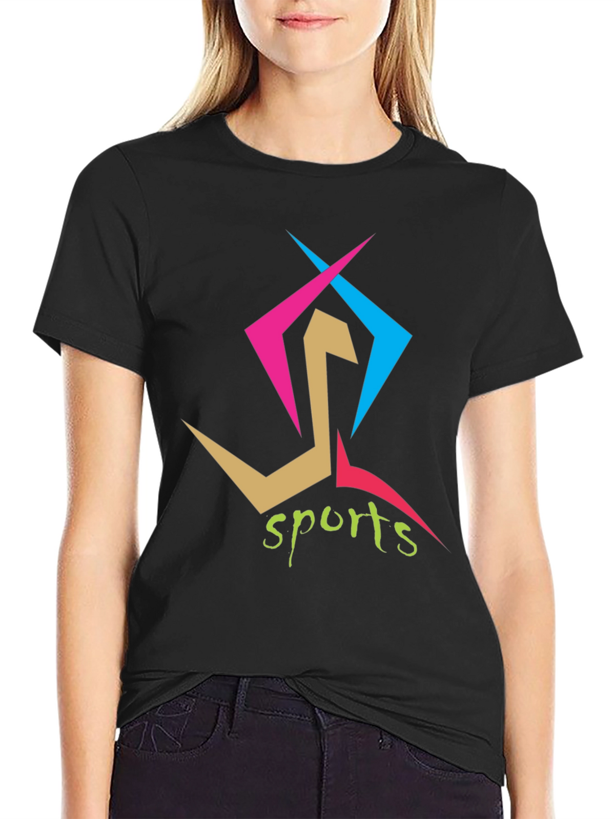 Stylish Sports Graphic Print Black T-Shirt