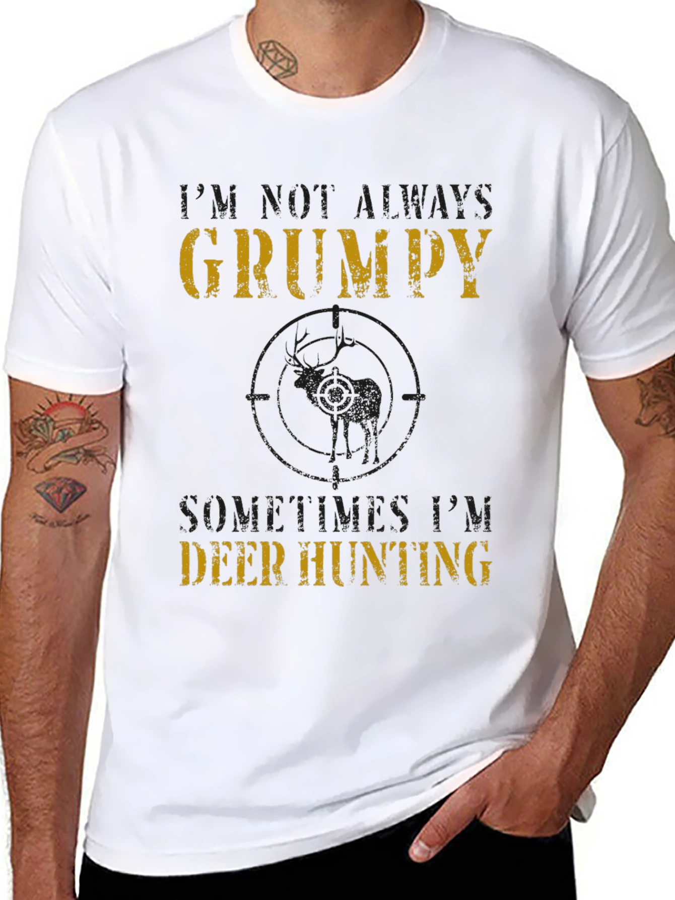 Grumpy Deer Hunting T-Shirt - Mens Black Tee