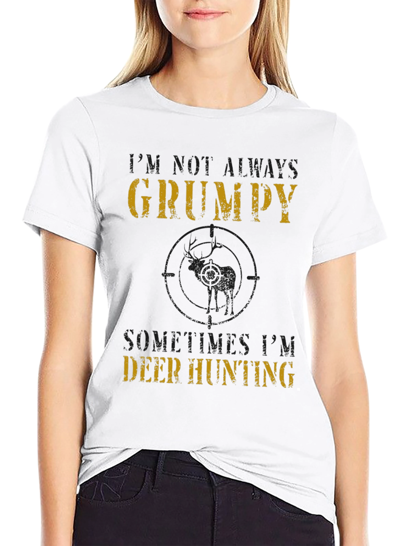 Grumpy Deer Hunting T-Shirt - Mens Black Tee