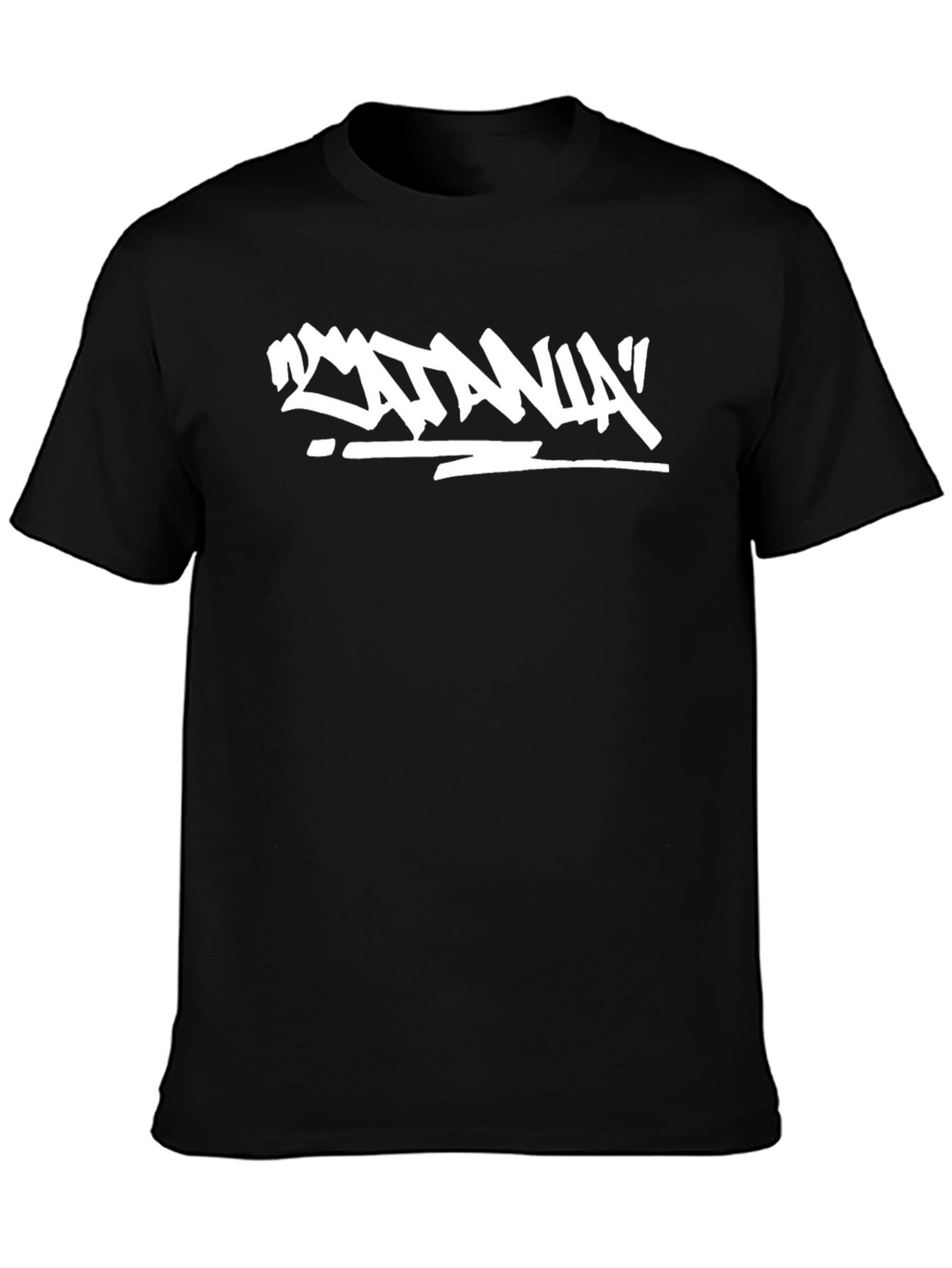 Satania Graphic Tee - Black Cotton Crew Neck
