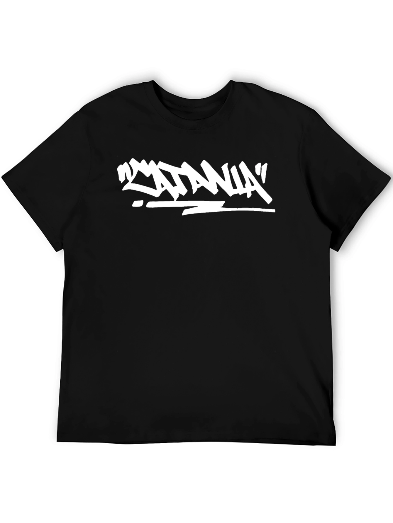 Satania Graphic Tee - Black Cotton Crew Neck
