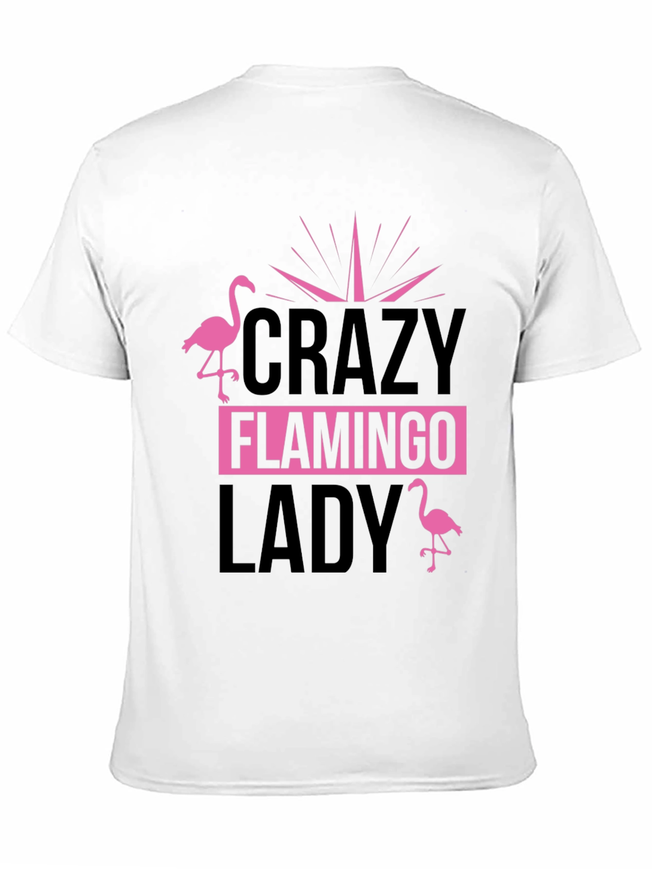 Crazy Flamingo Lady T-Shirt - Black Cotton Tee