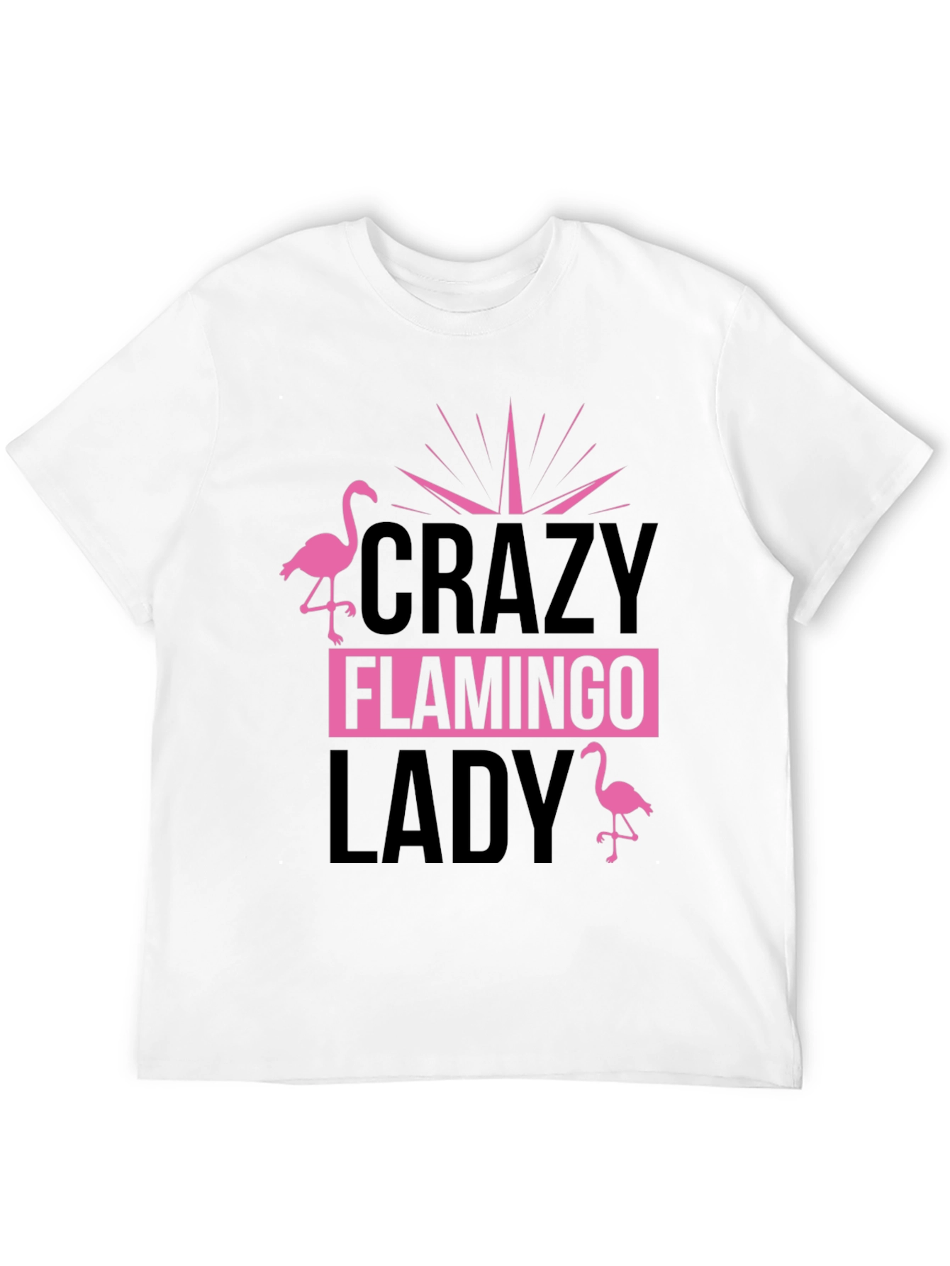 Crazy Flamingo Lady T-Shirt - Black Cotton Tee