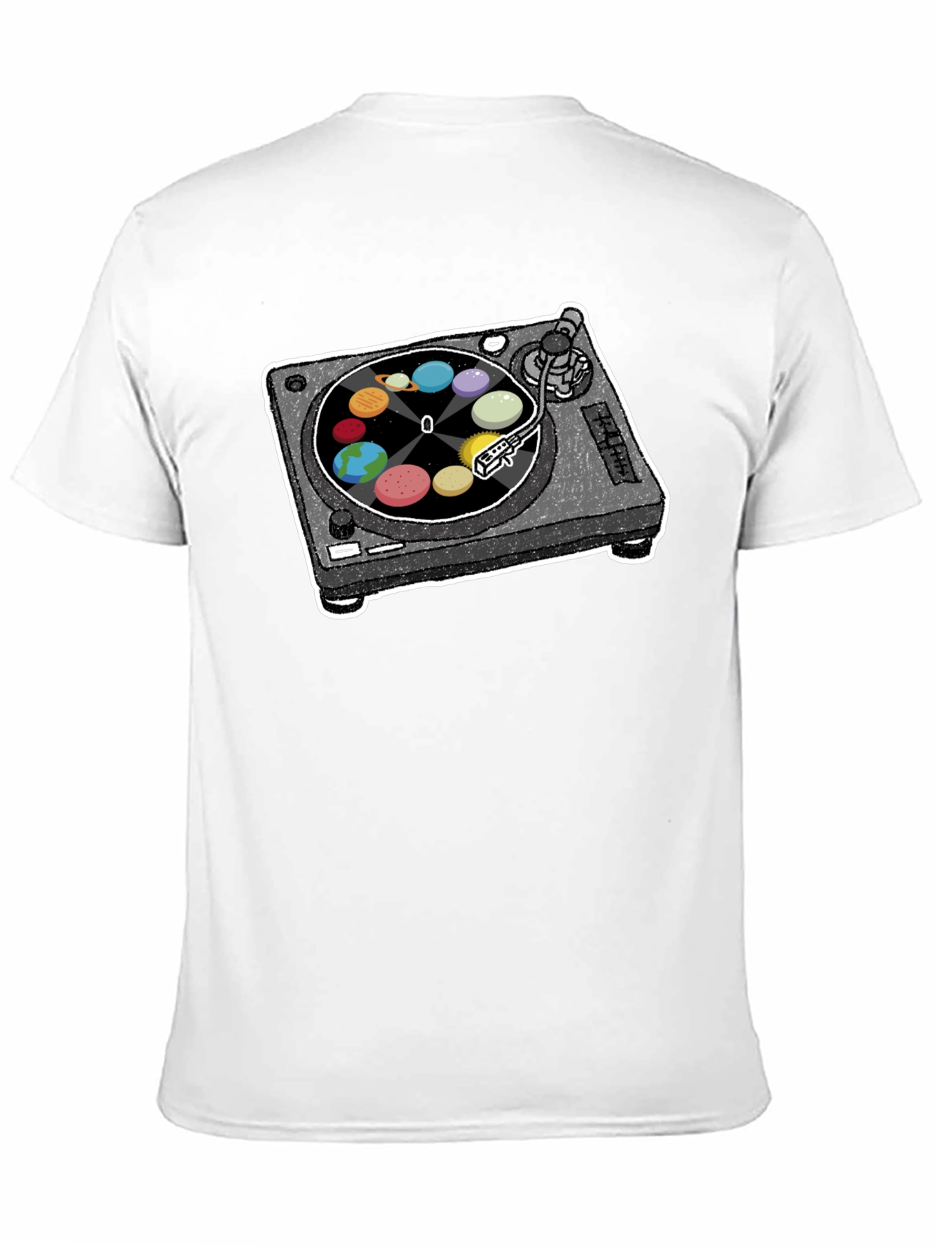 Planets Turntable Graphic Tee - Space Music Lover Shirt