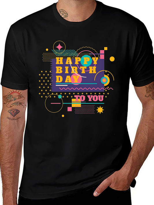Happy Birthday Graphic Black T-Shirt