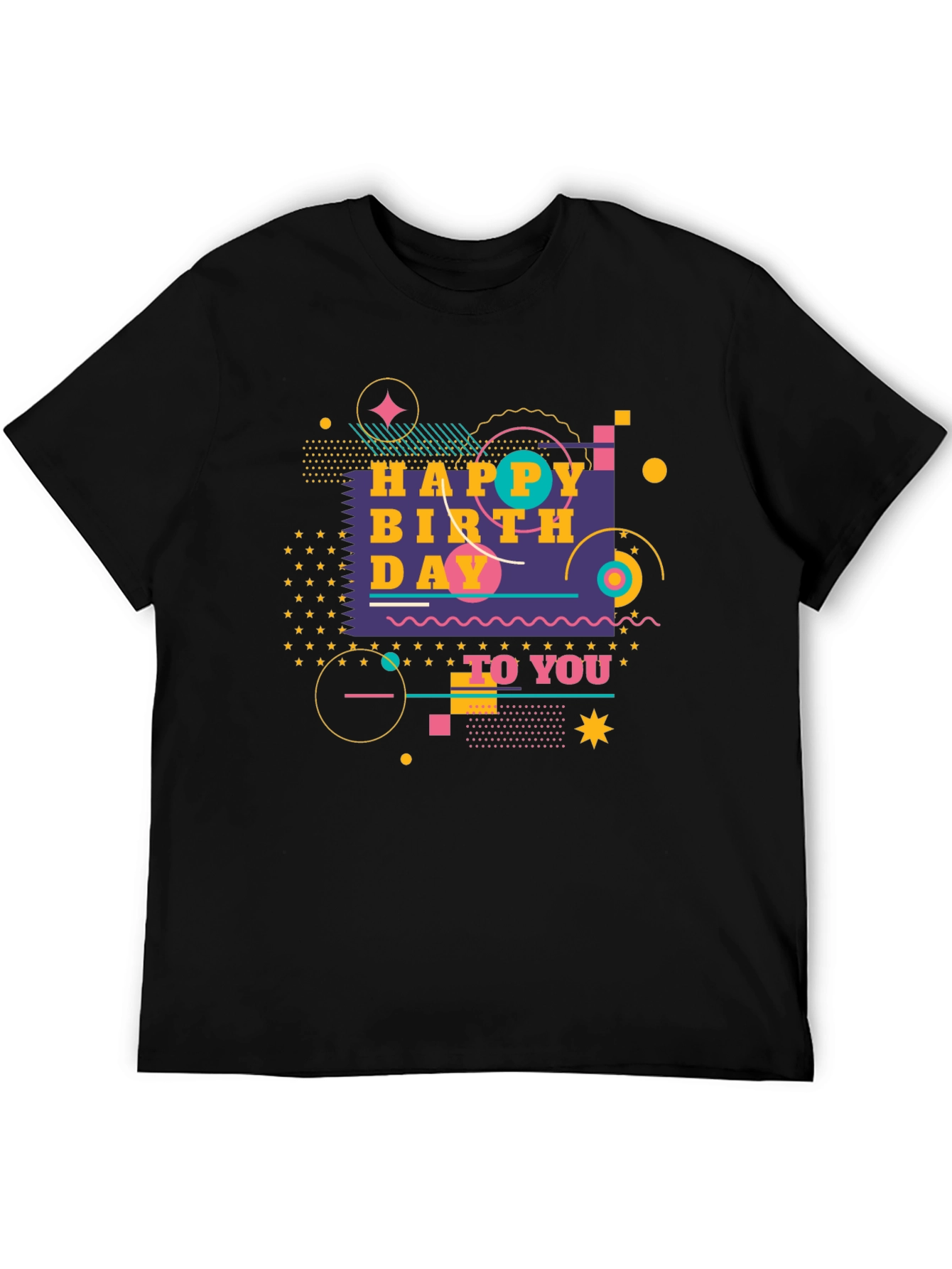Happy Birthday Graphic Black T-Shirt