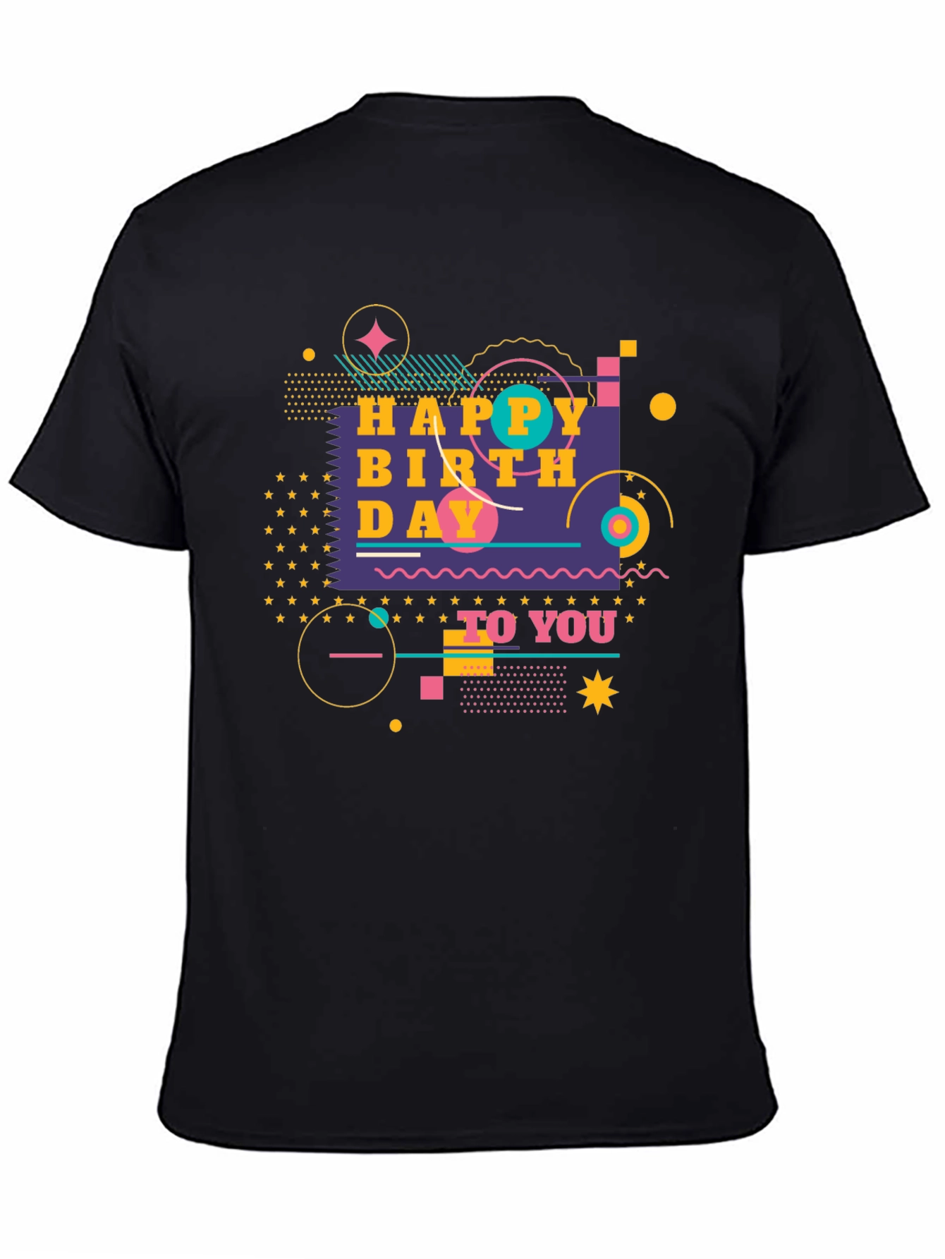 Happy Birthday Graphic Black T-Shirt