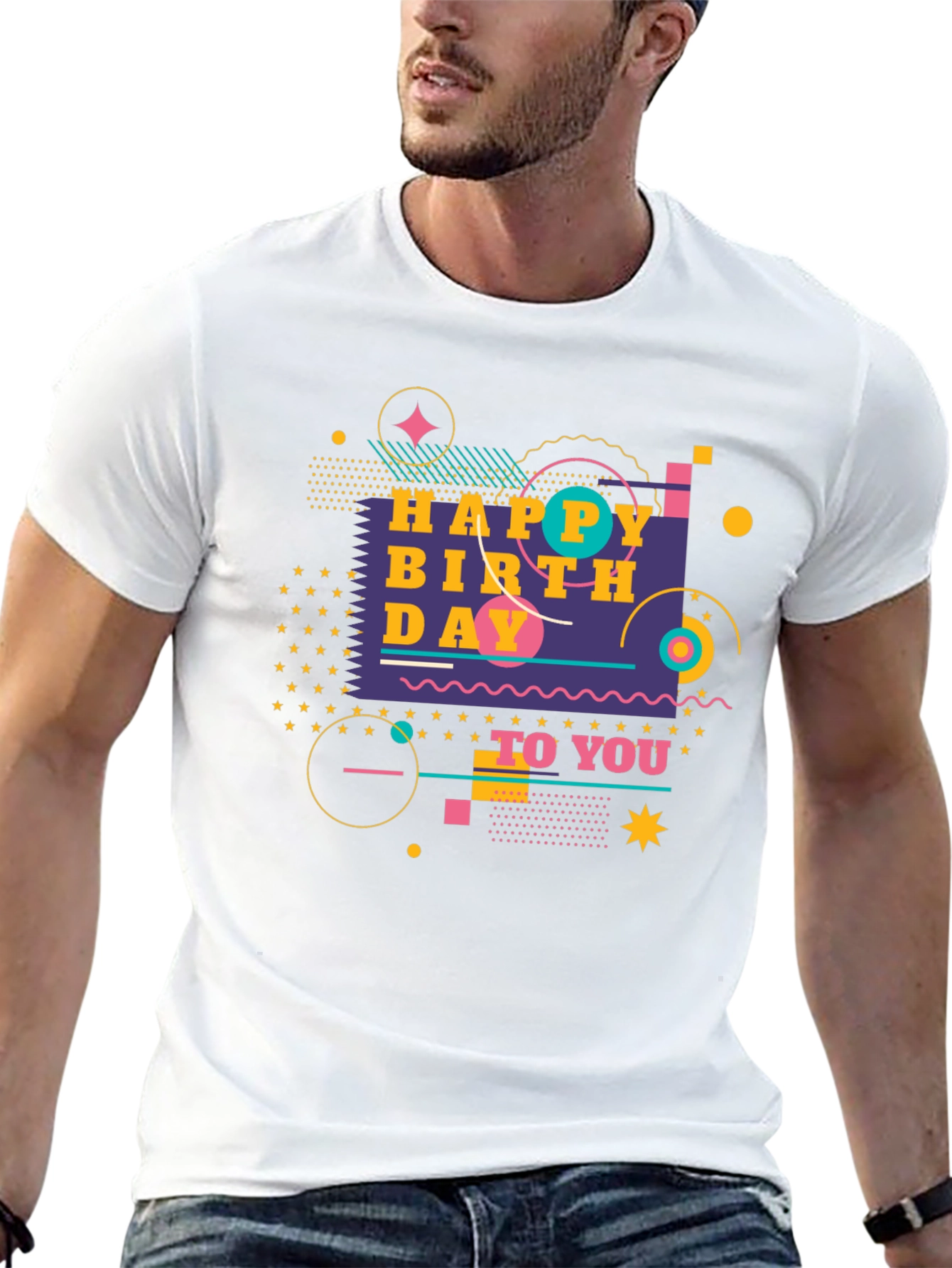 Happy Birthday Graphic Black T-Shirt