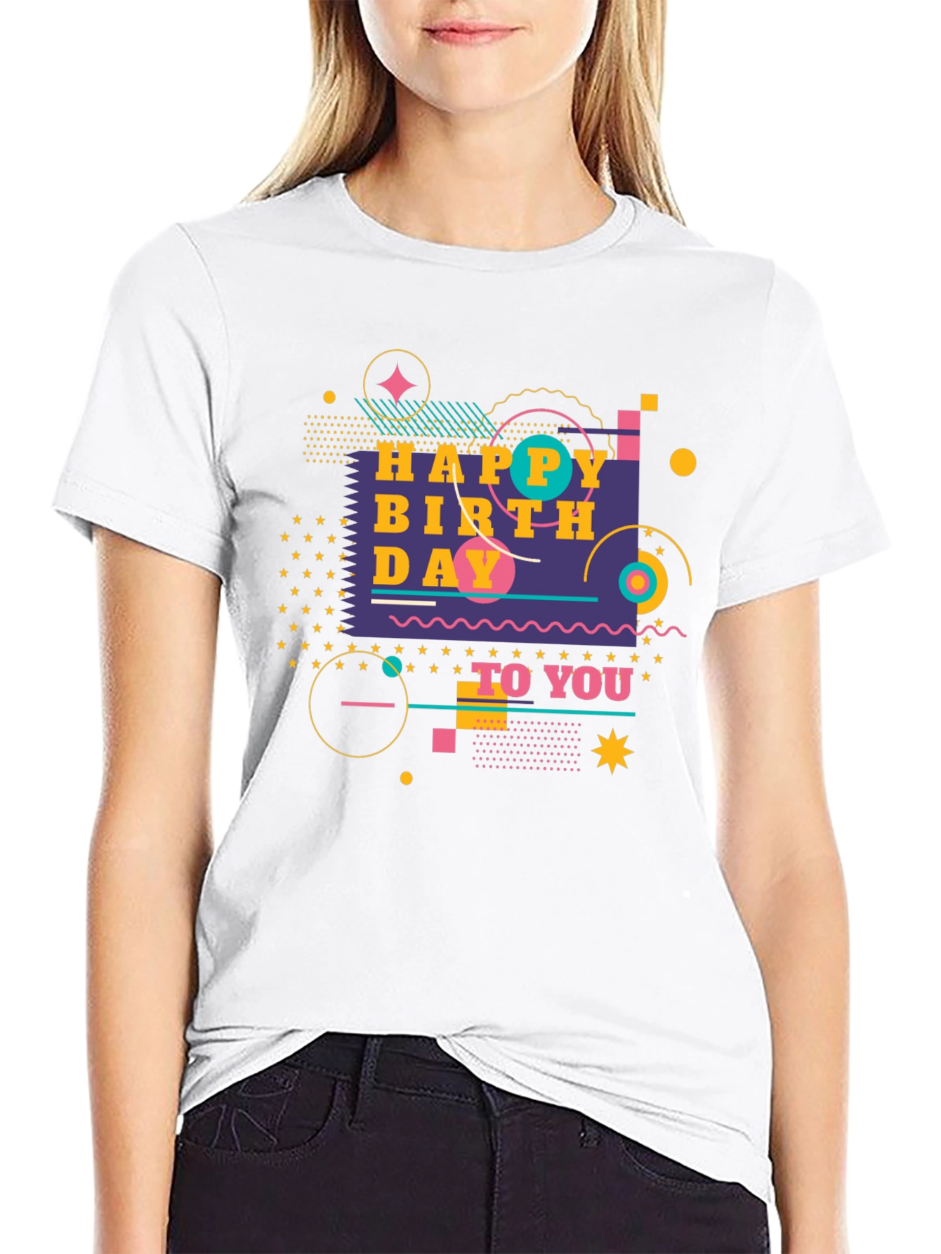 Happy Birthday Graphic Black T-Shirt