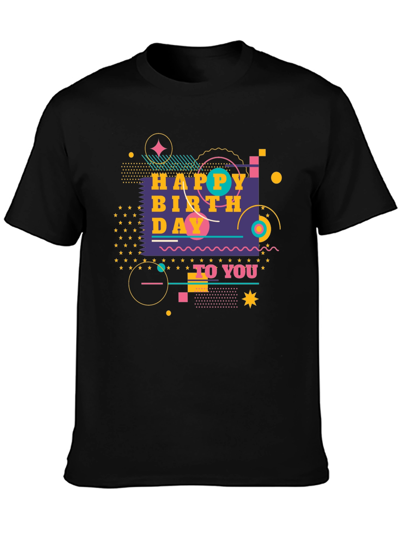 Happy Birthday Graphic Black T-Shirt