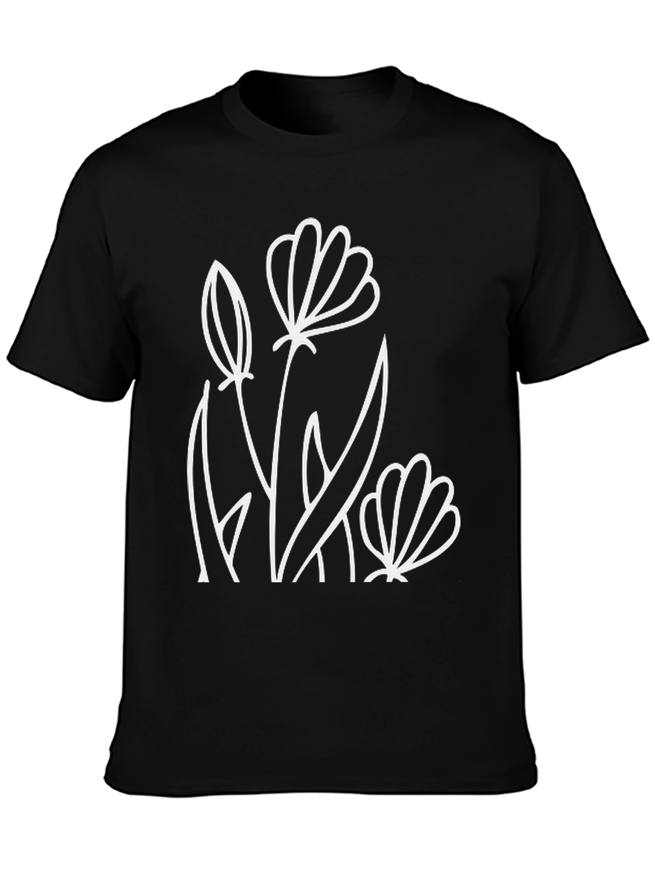 Floral Graphic Tee - Black Cotton Comfort