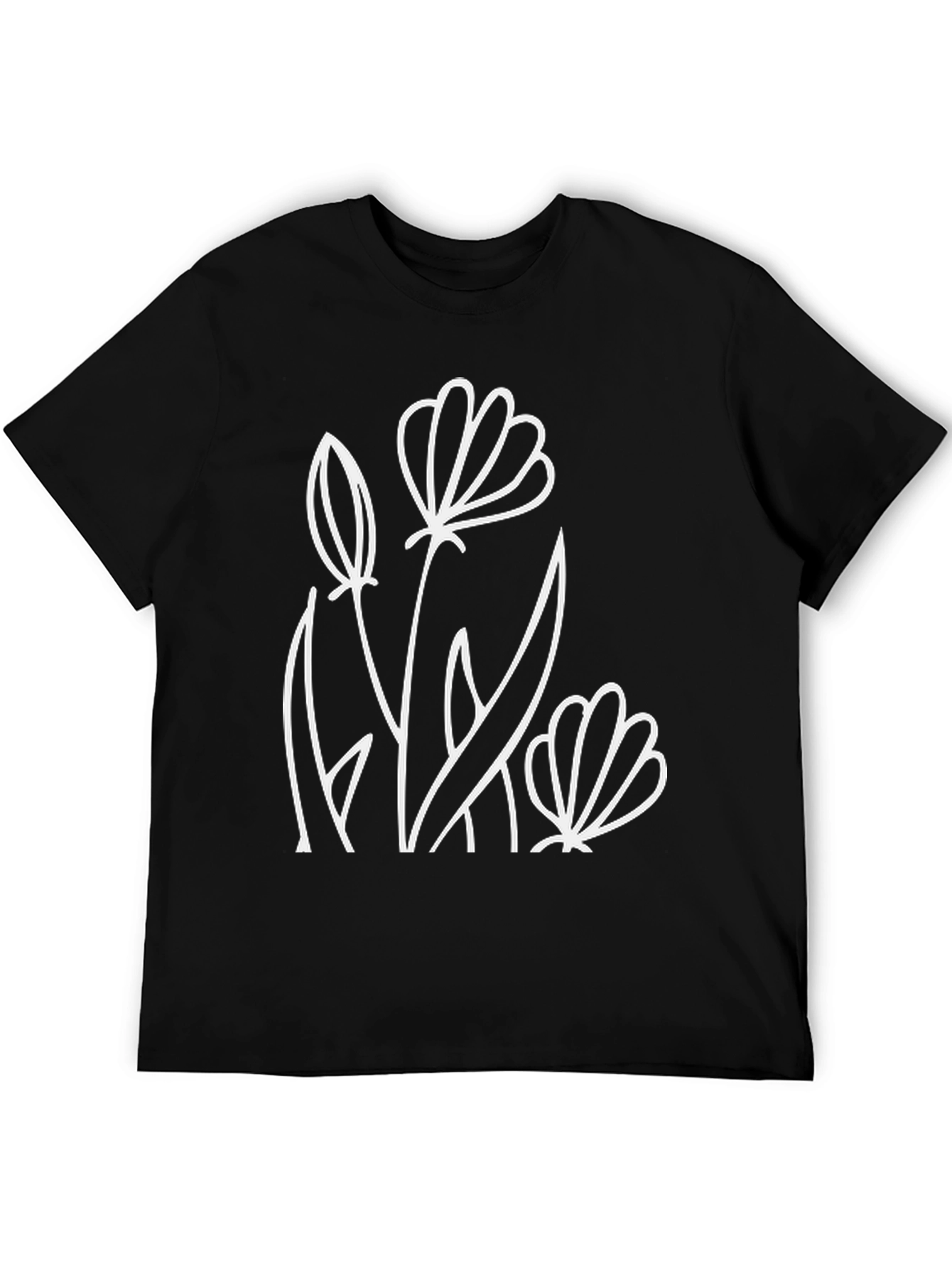 Floral Graphic Tee - Black Cotton Comfort