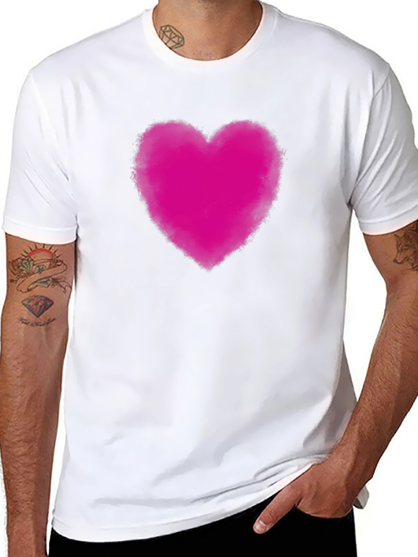 Heart Print Black T-Shirt
