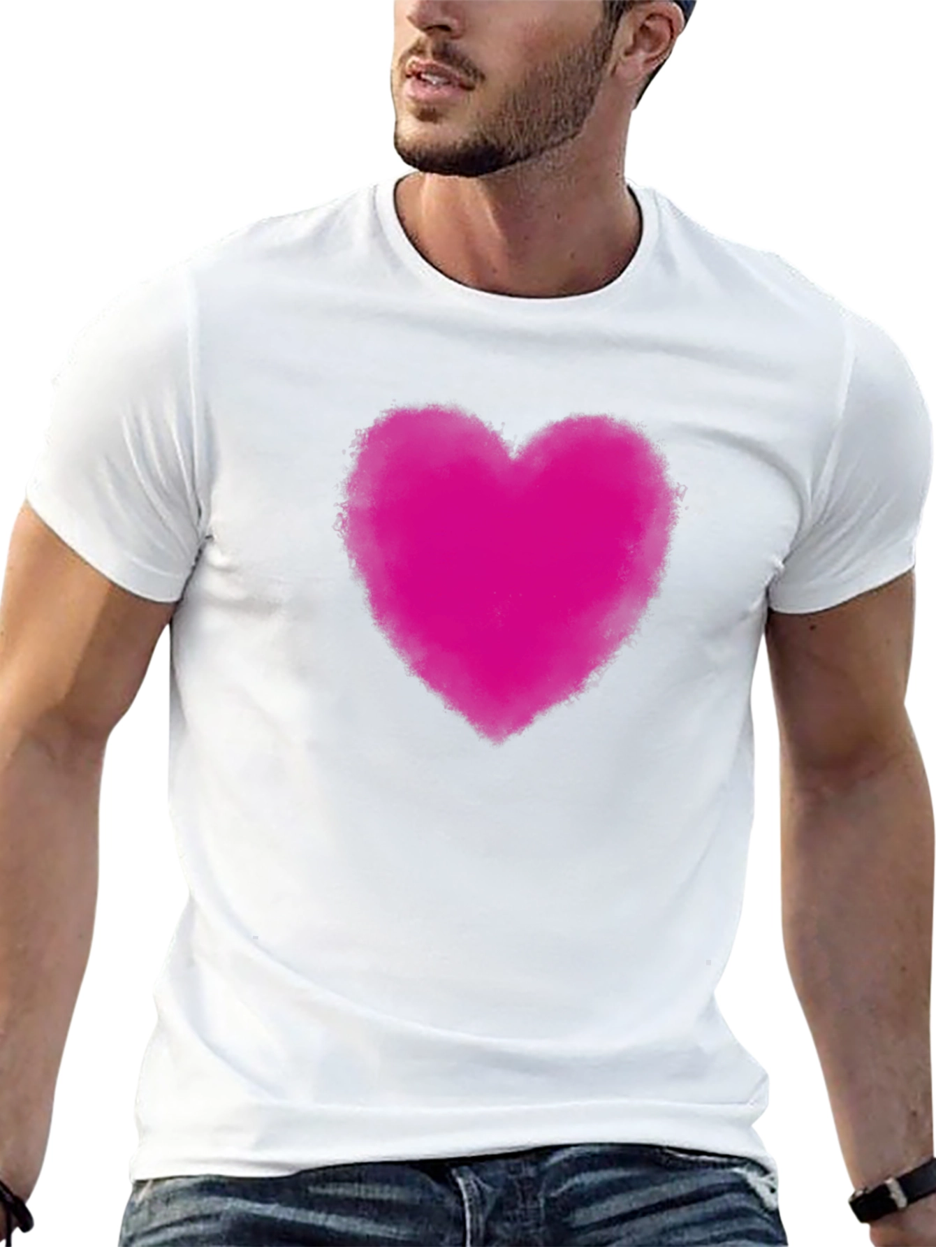 Heart Print Black T-Shirt