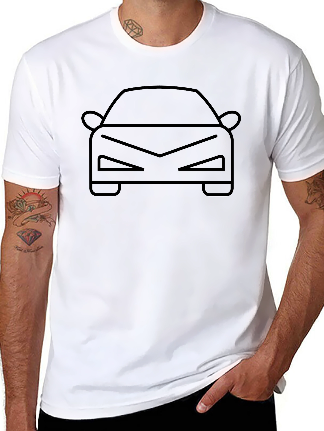 Cool Car Outline T-Shirt - Black