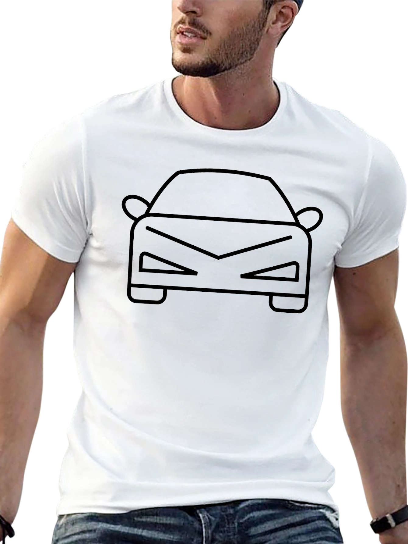 Cool Car Outline T-Shirt - Black