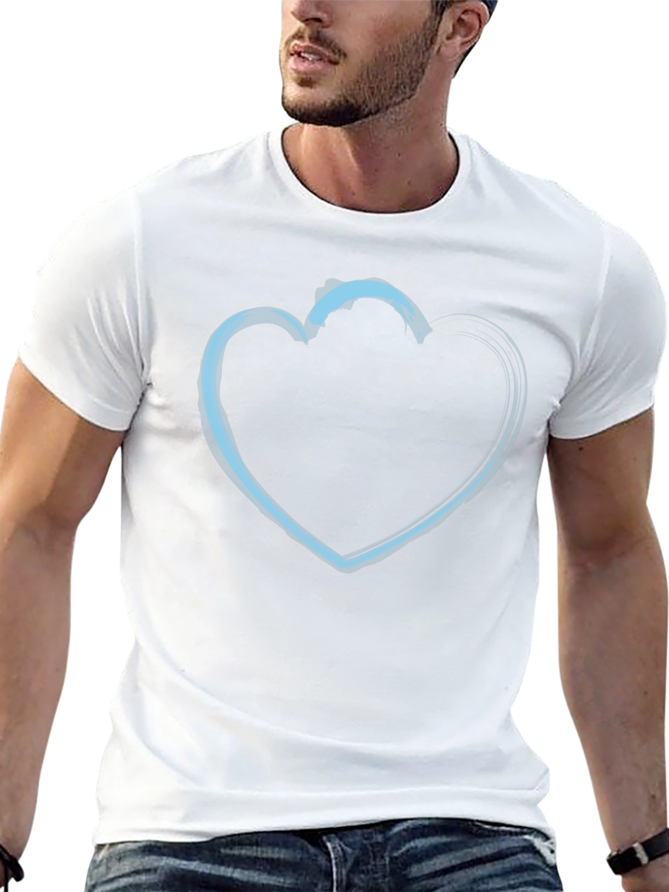 Heart Outline Graphic T-Shirt - Black