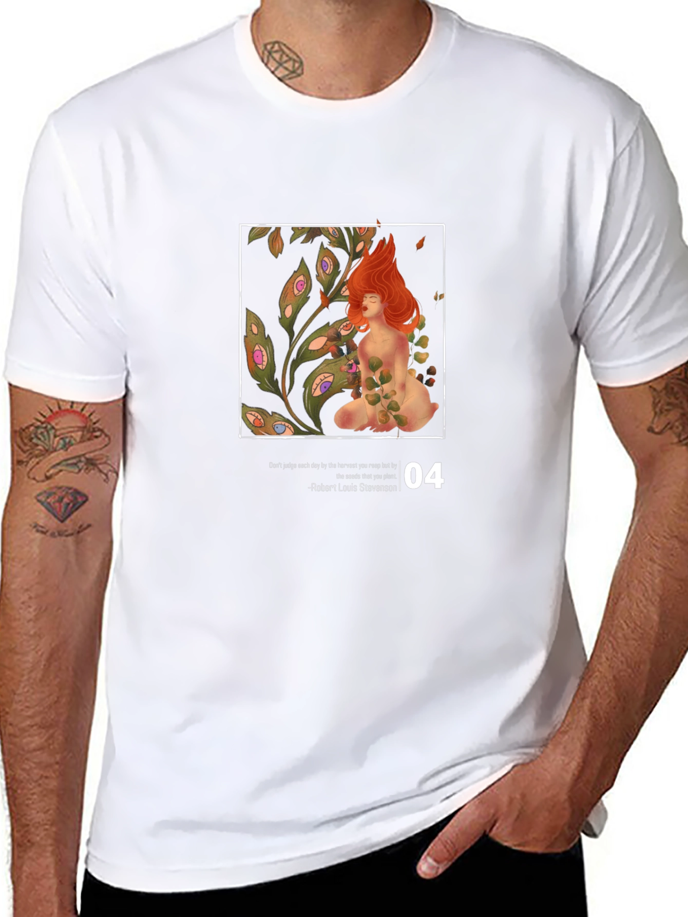 Artistic Graphic T-Shirt - Eye Plant and Red-Haired Muse
