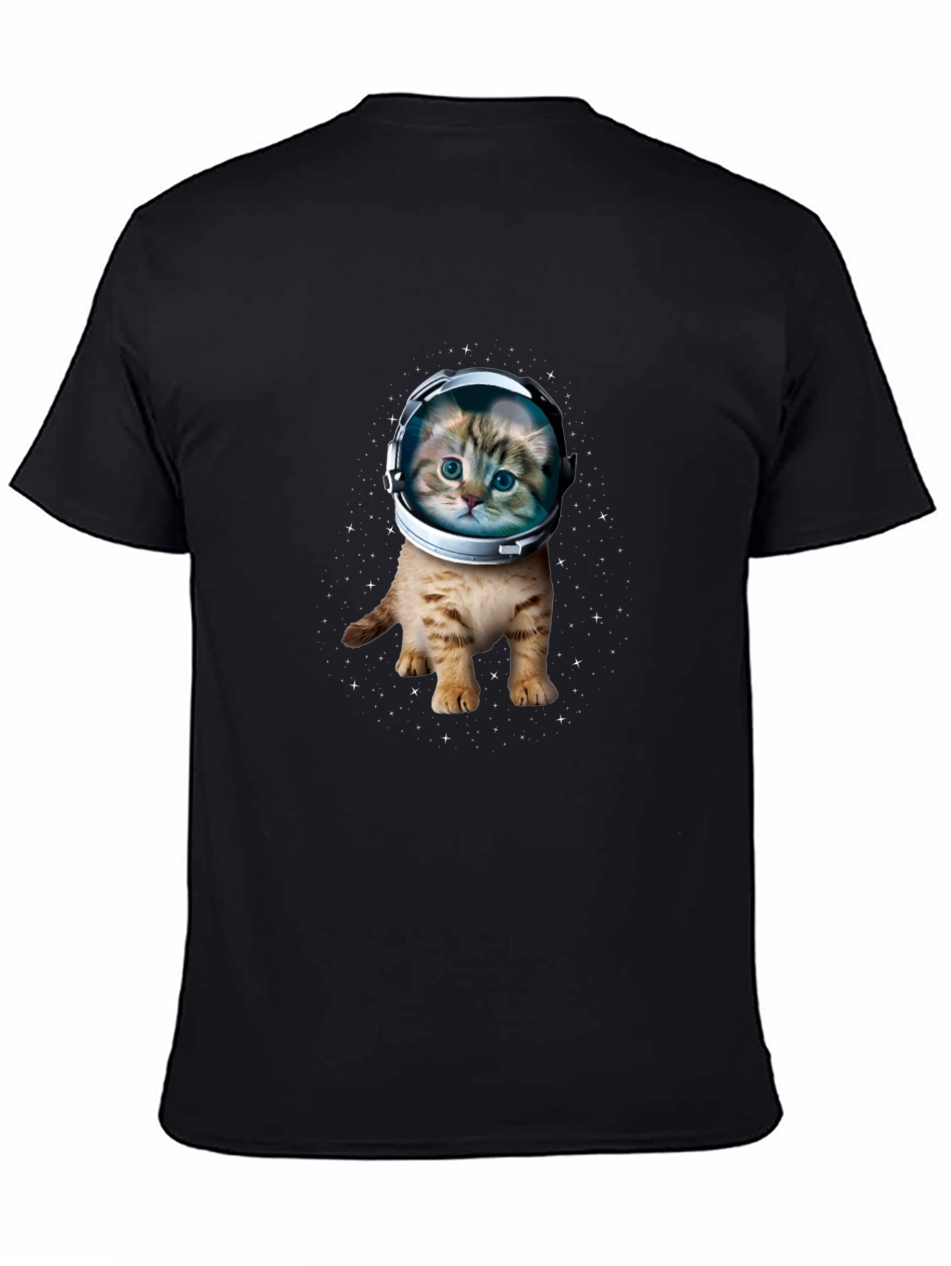 Astronaut Cat Graphic Black T-Shirt