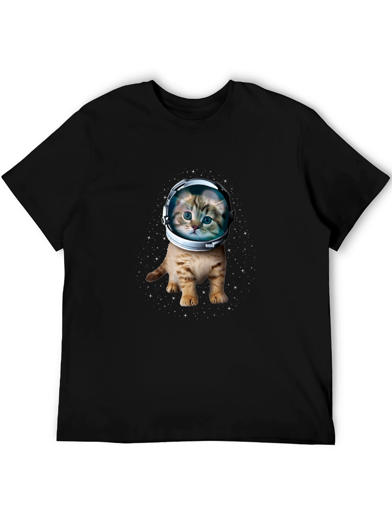 Astronaut Cat Graphic Black T-Shirt