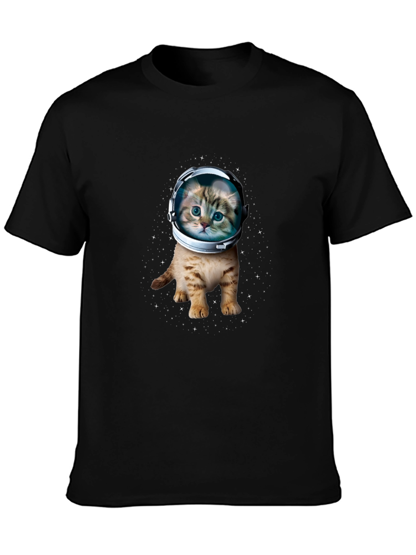 Astronaut Cat Graphic Black T-Shirt
