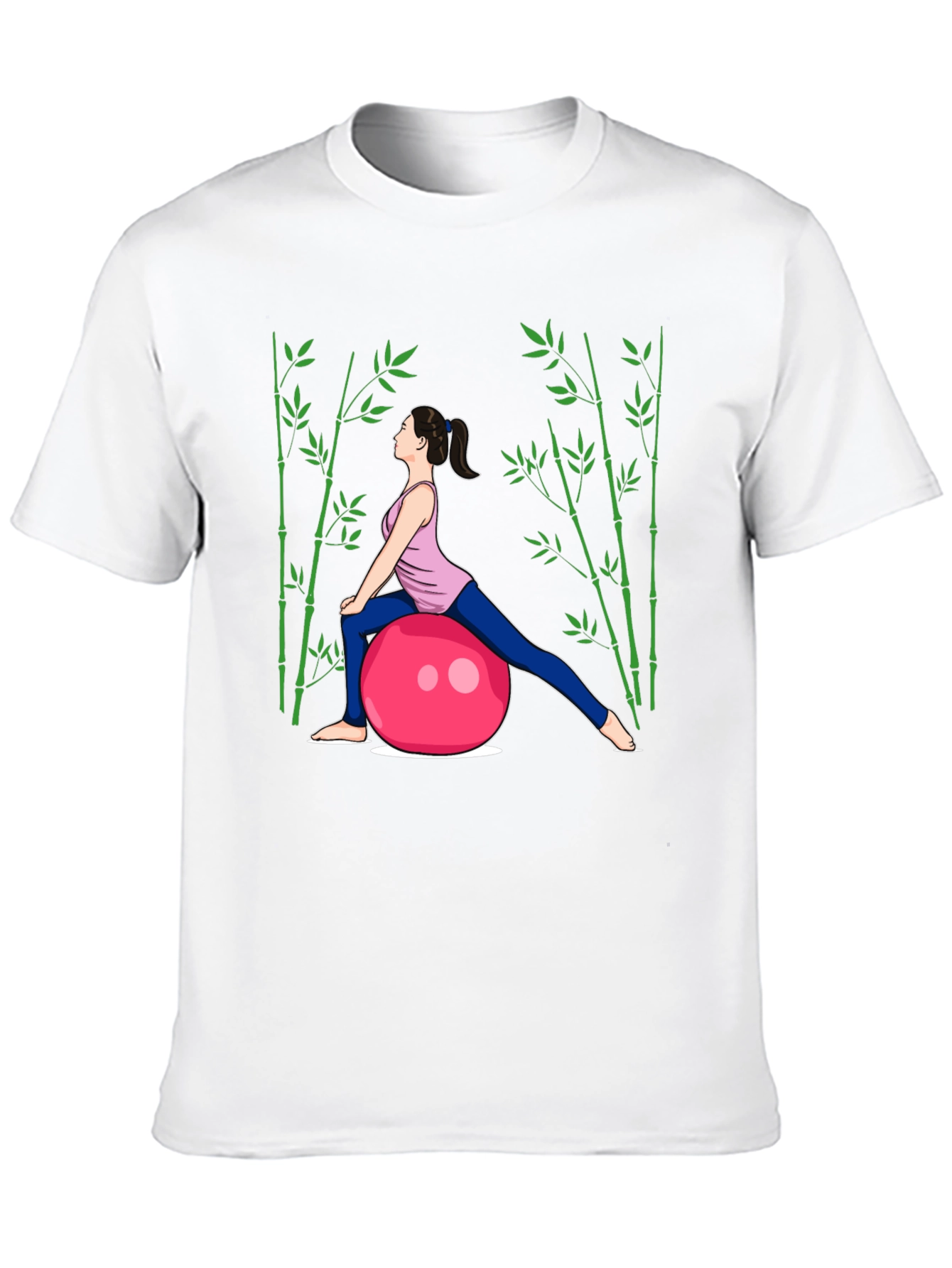 Yoga Woman on Ball Black T-Shirt