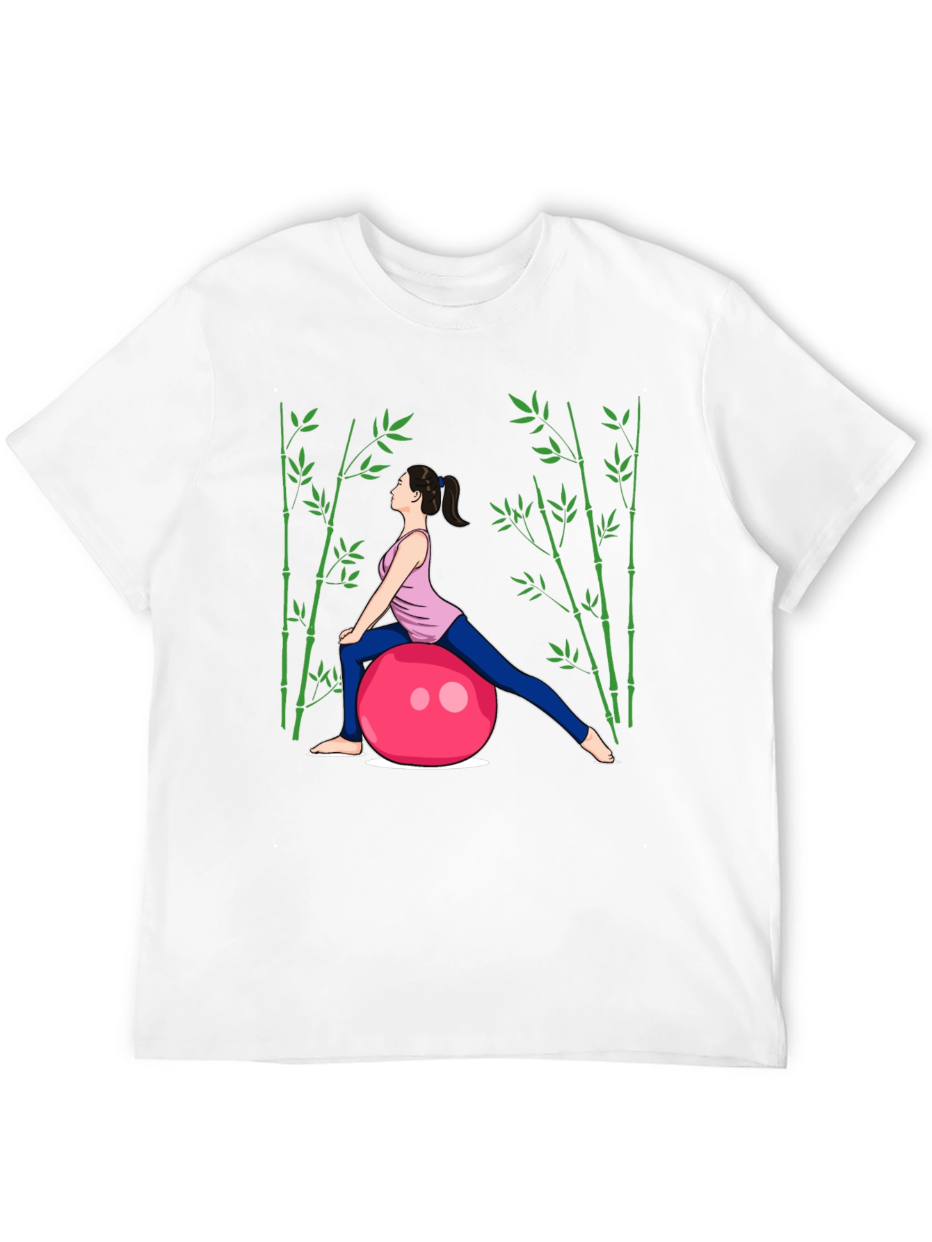 Yoga Woman on Ball Black T-Shirt