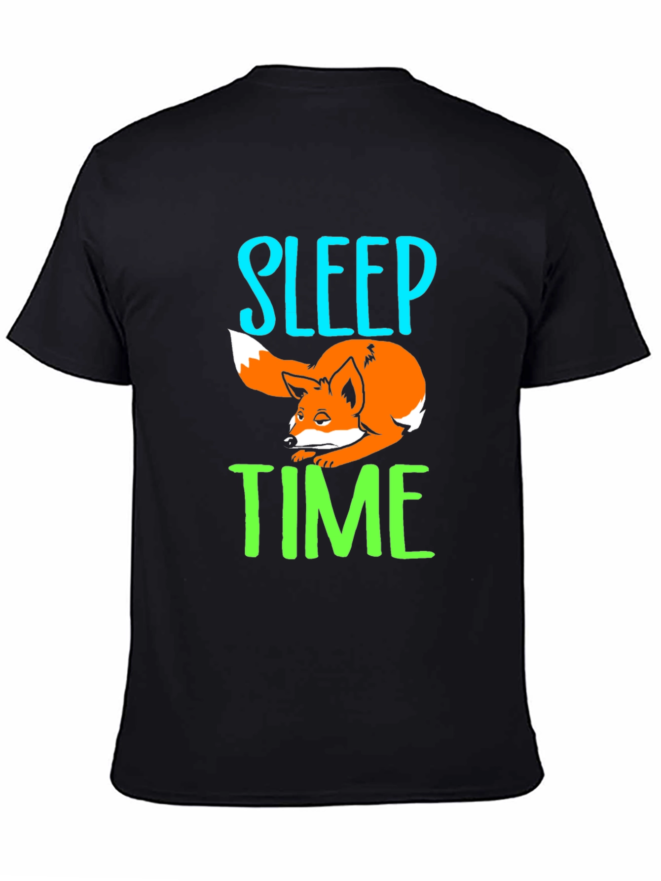 Sleep Time Fox Graphic T-Shirt - Black