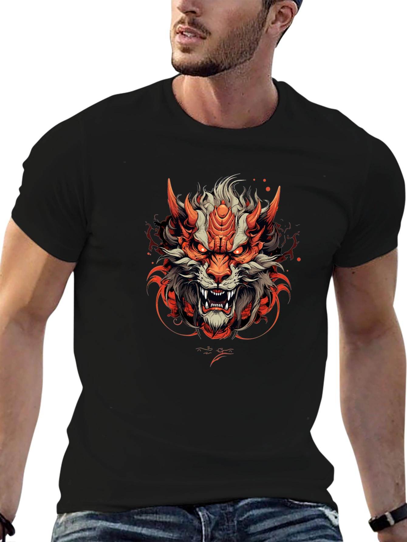 Fiery Beast Graphic Tee - Unique Design