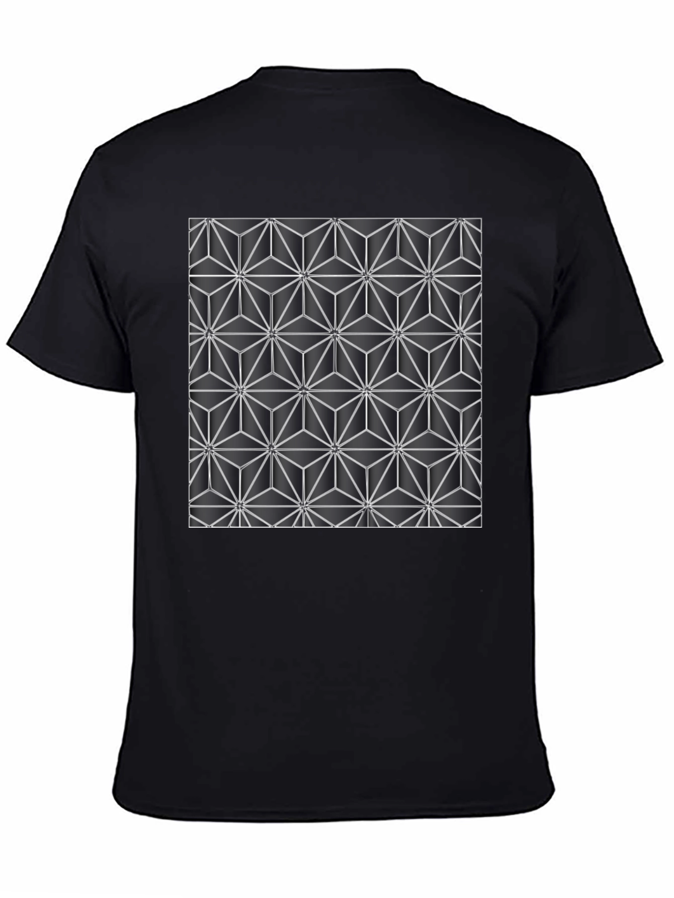 Geometric Star Pattern Black T-Shirt