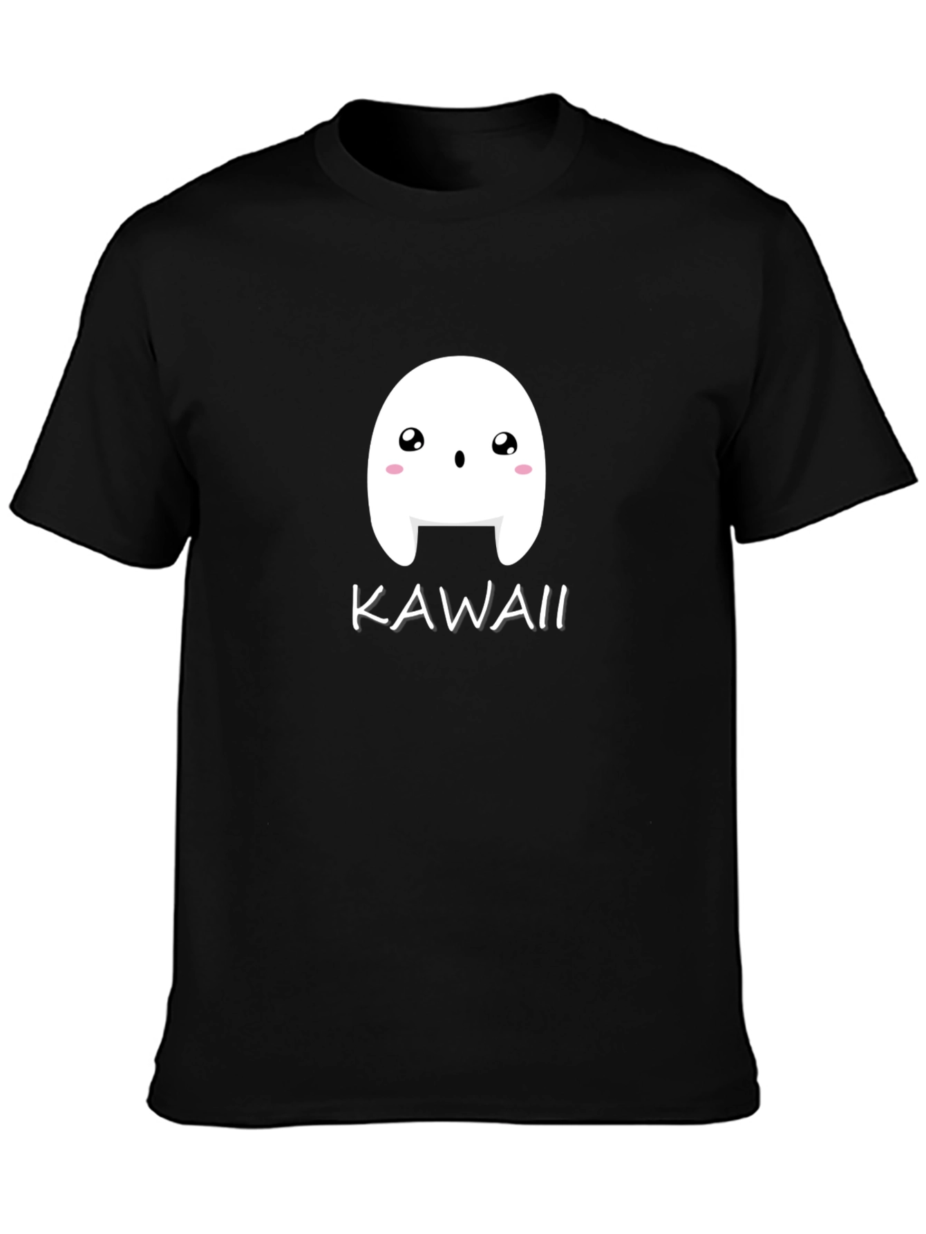 Kawaii Ghost Black T-Shirt - Cute Spooky Style