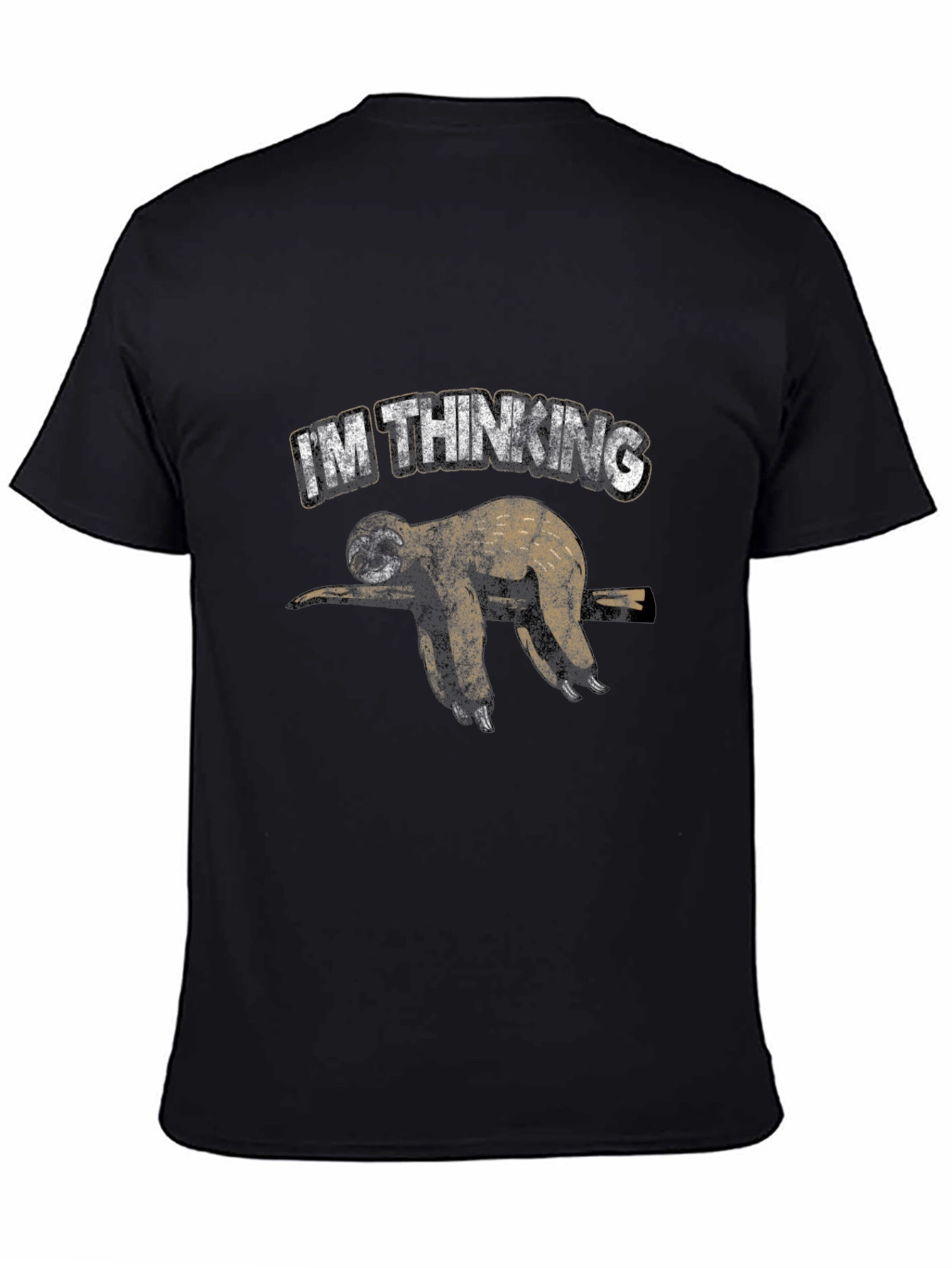 Im Thinking Sloth Graphic Print Black T-Shirt
