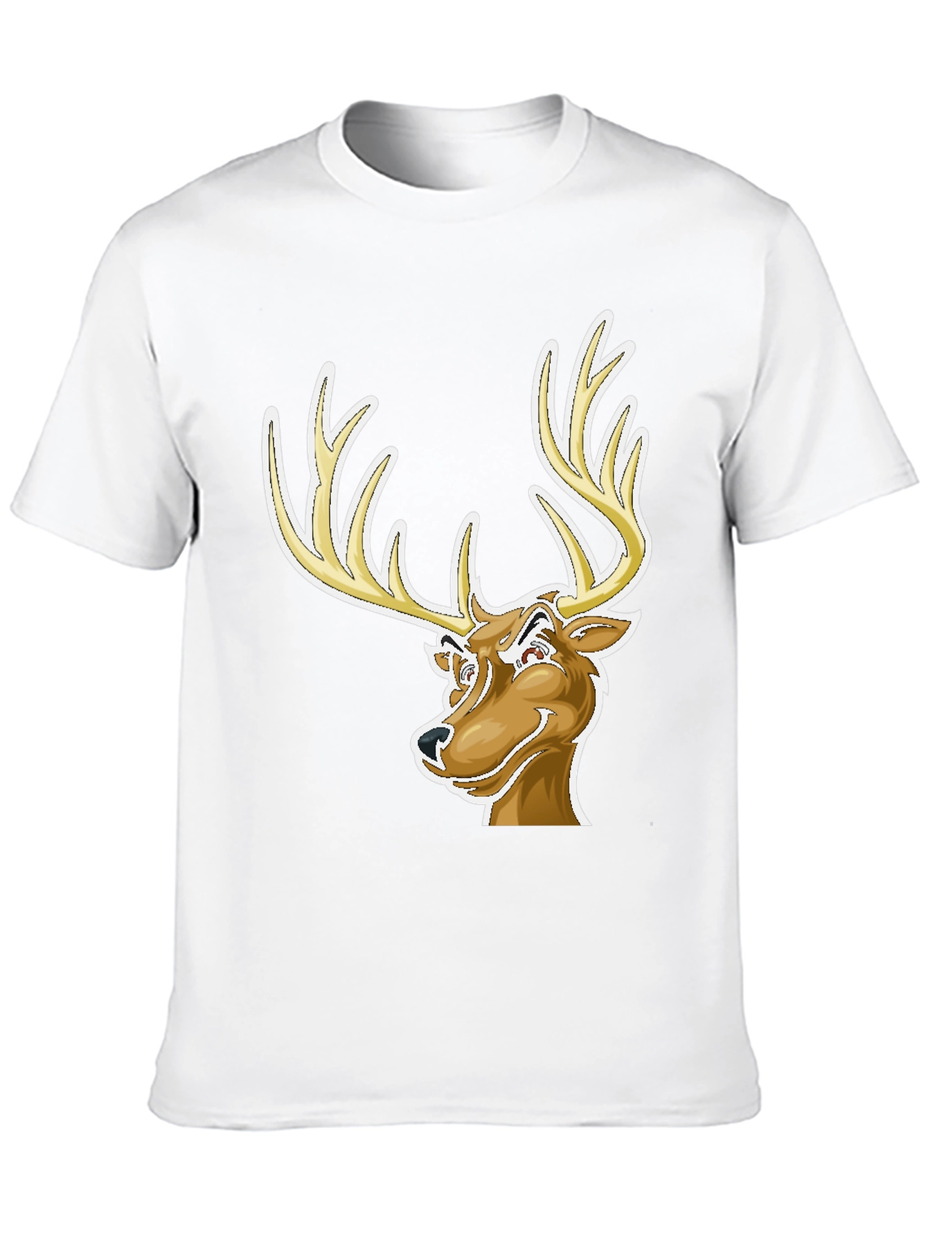 Cool Deer Cartoon Graphic Black T-Shirt