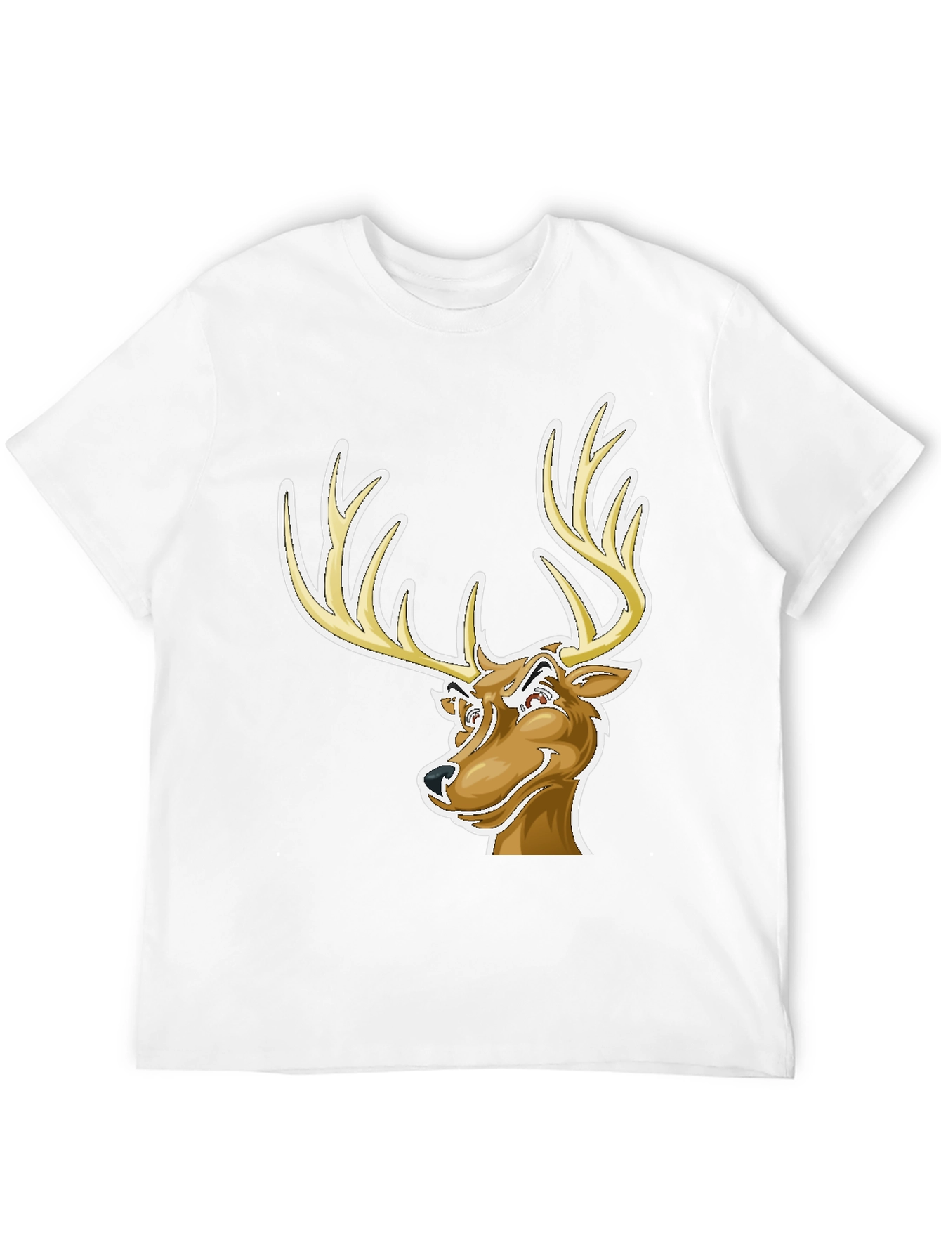 Cool Deer Cartoon Graphic Black T-Shirt