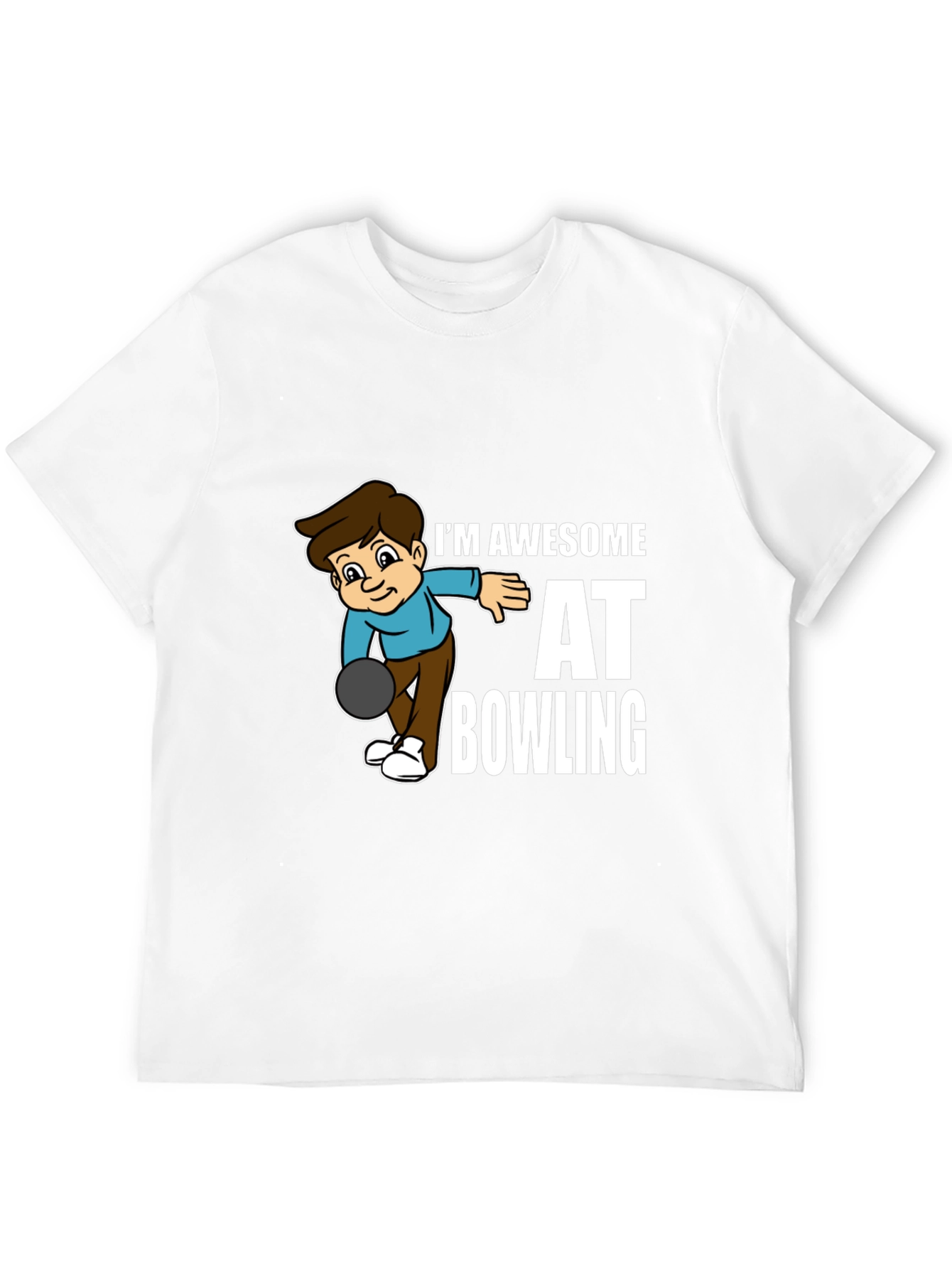 Awesome Bowling Cartoon Graphic Tee - Black