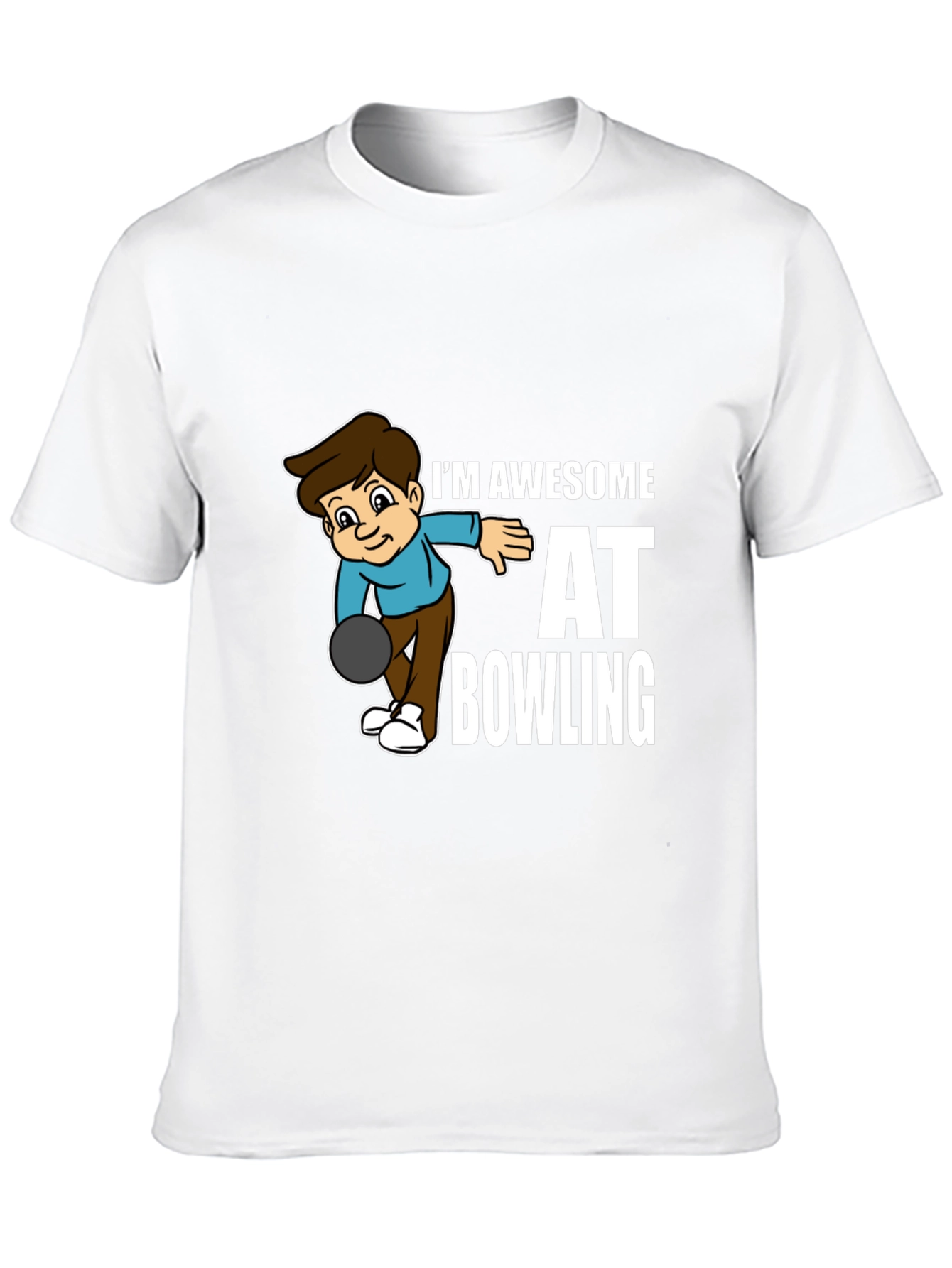 Awesome Bowling Cartoon Graphic Tee - Black