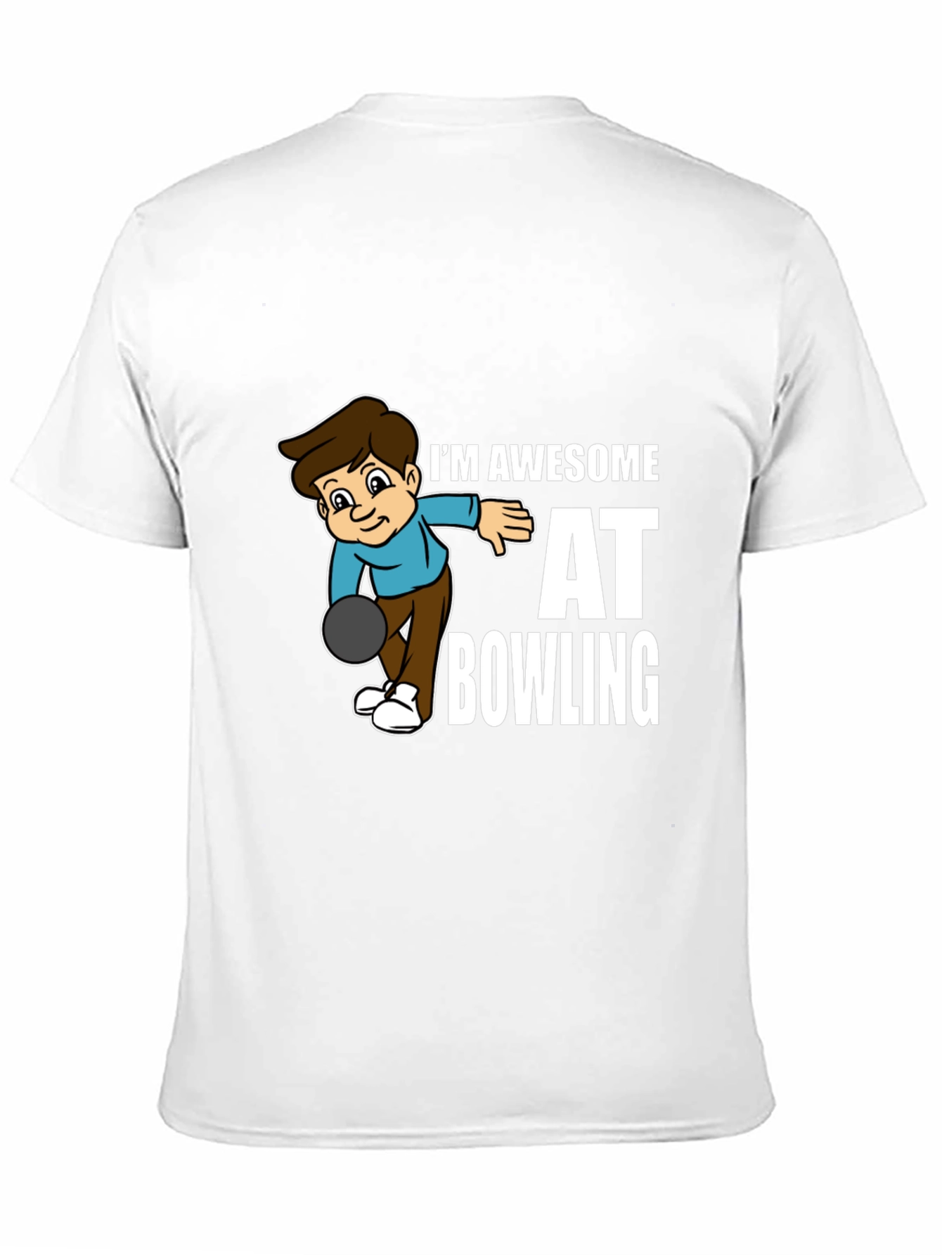 Awesome Bowling Cartoon Graphic Tee - Black