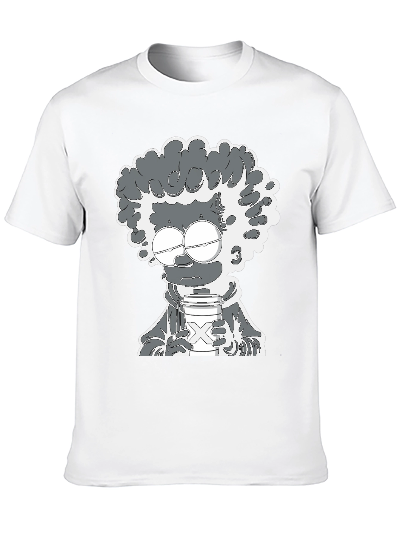 Coffee Lover Cartoon Graphic Tee - Black