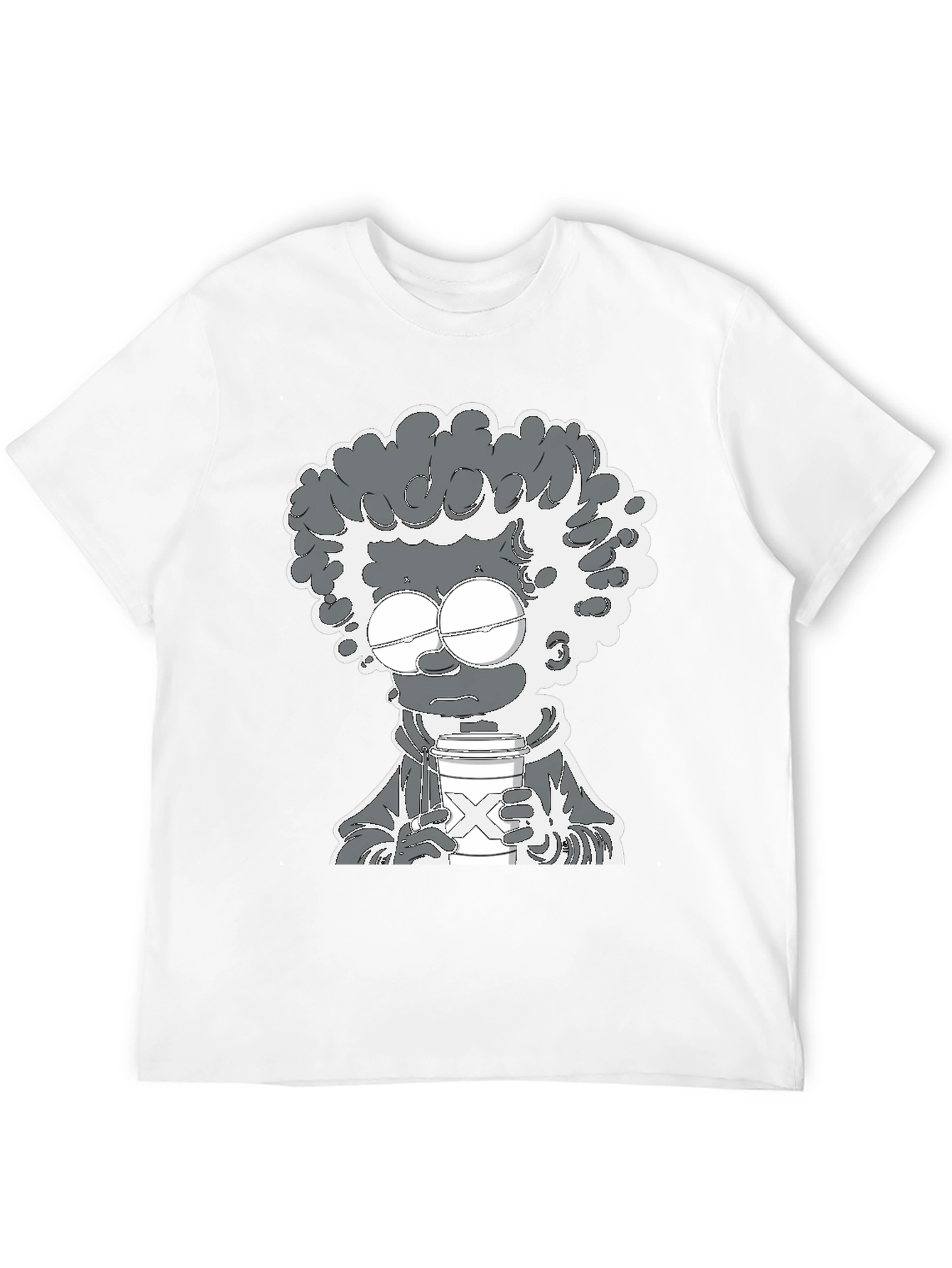 Coffee Lover Cartoon Graphic Tee - Black