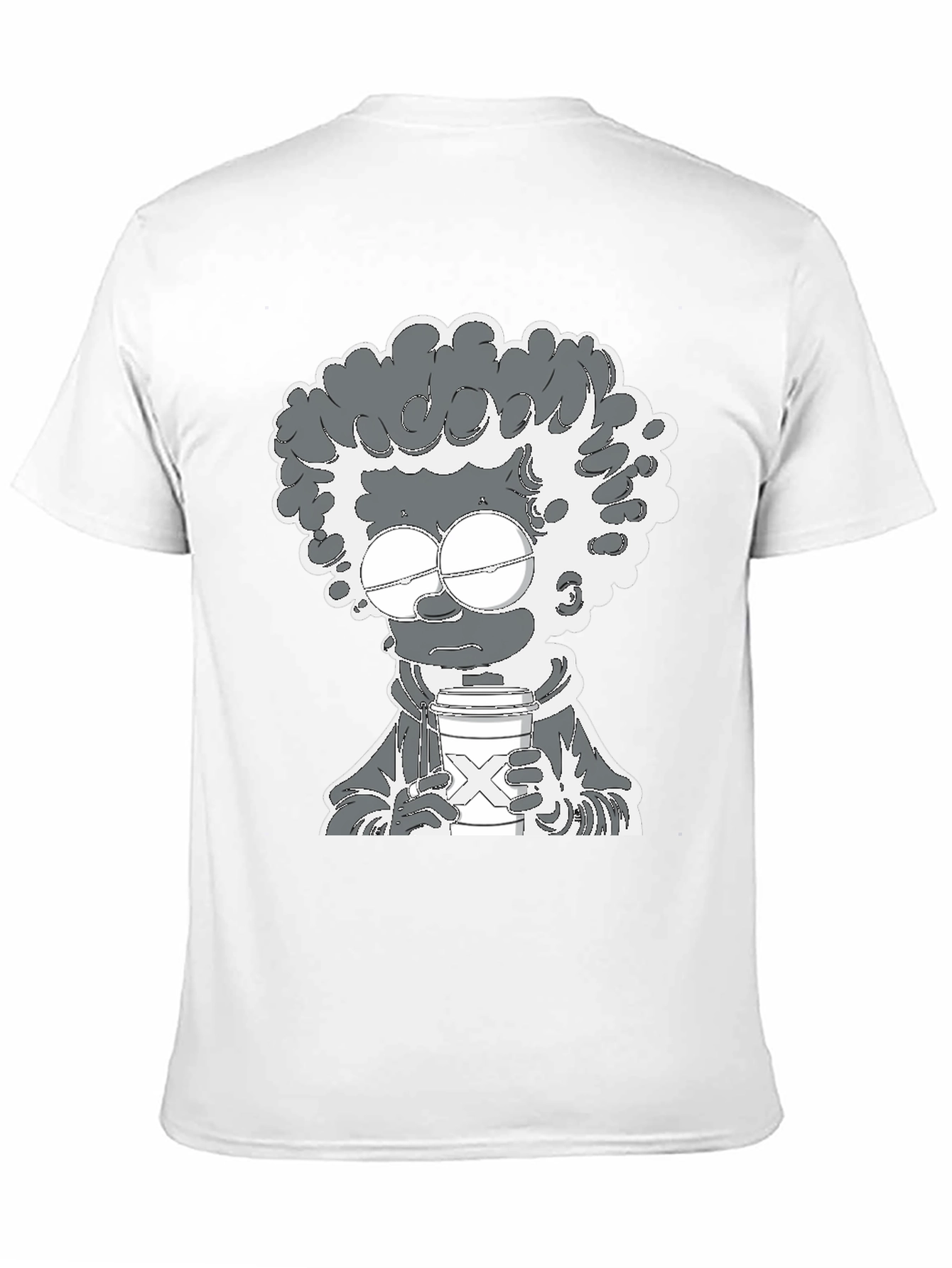 Coffee Lover Cartoon Graphic Tee - Black
