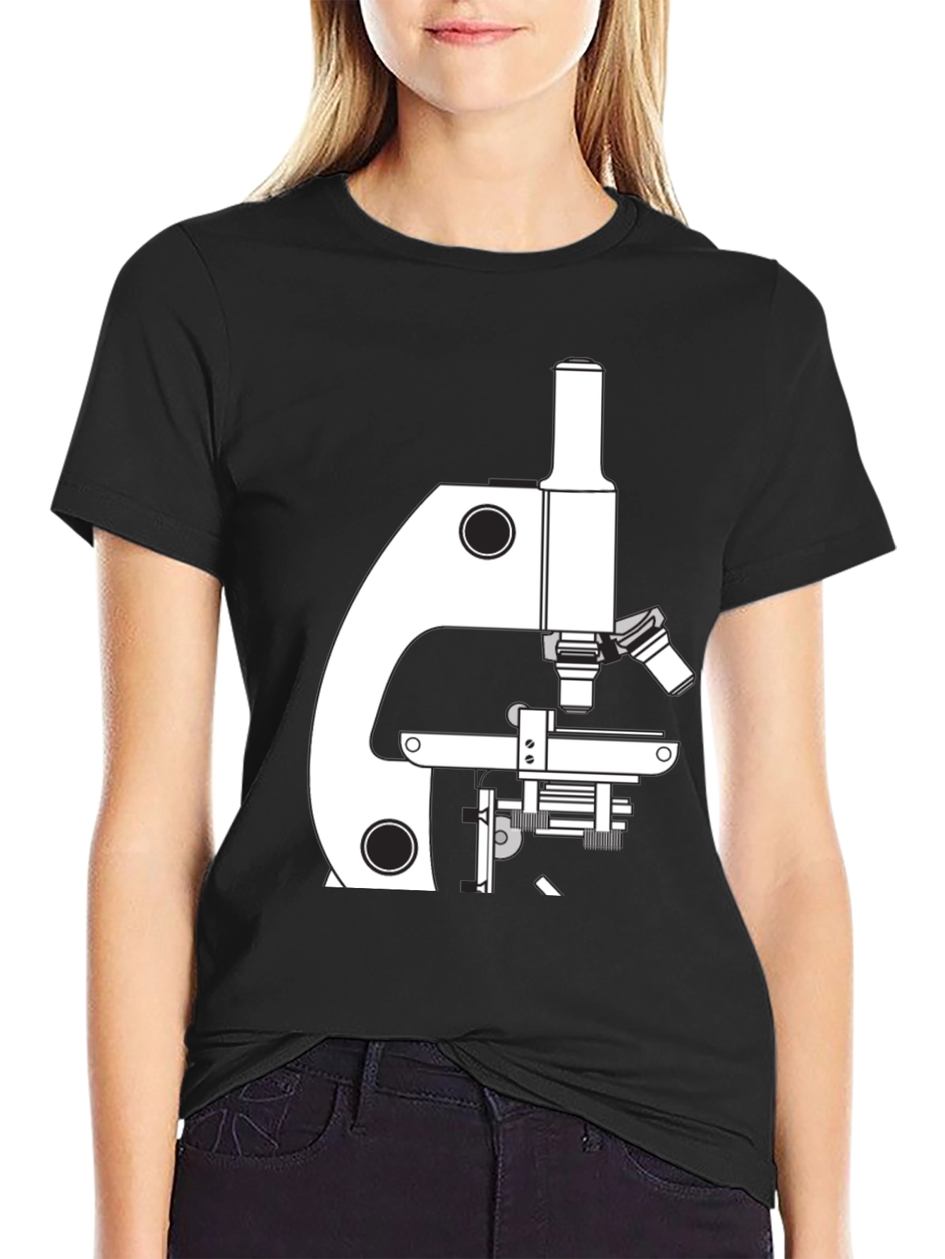 Science Microscope Graphic T-Shirt - Black