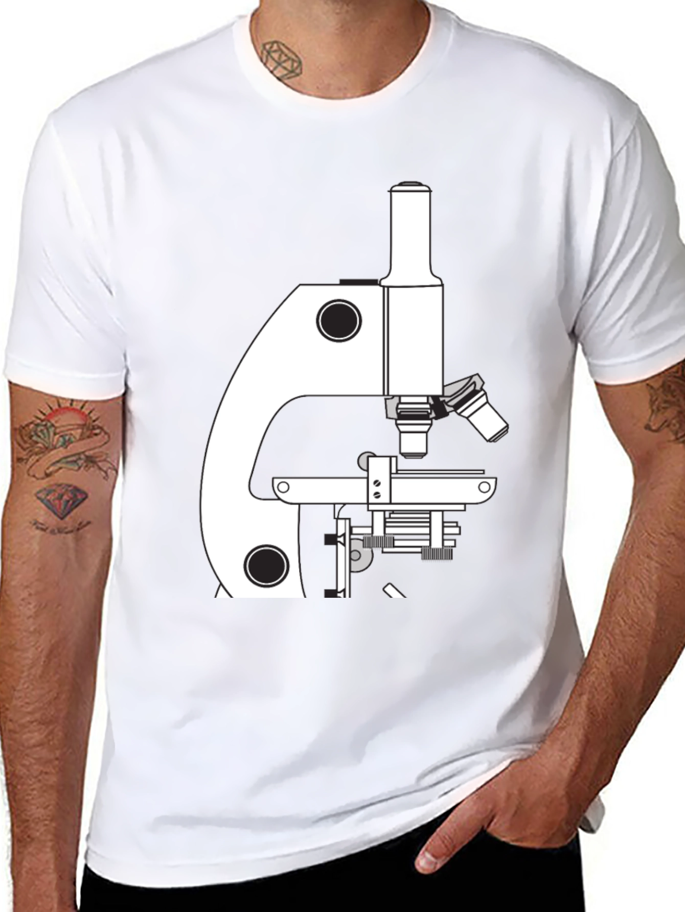 Science Microscope Graphic T-Shirt - Black
