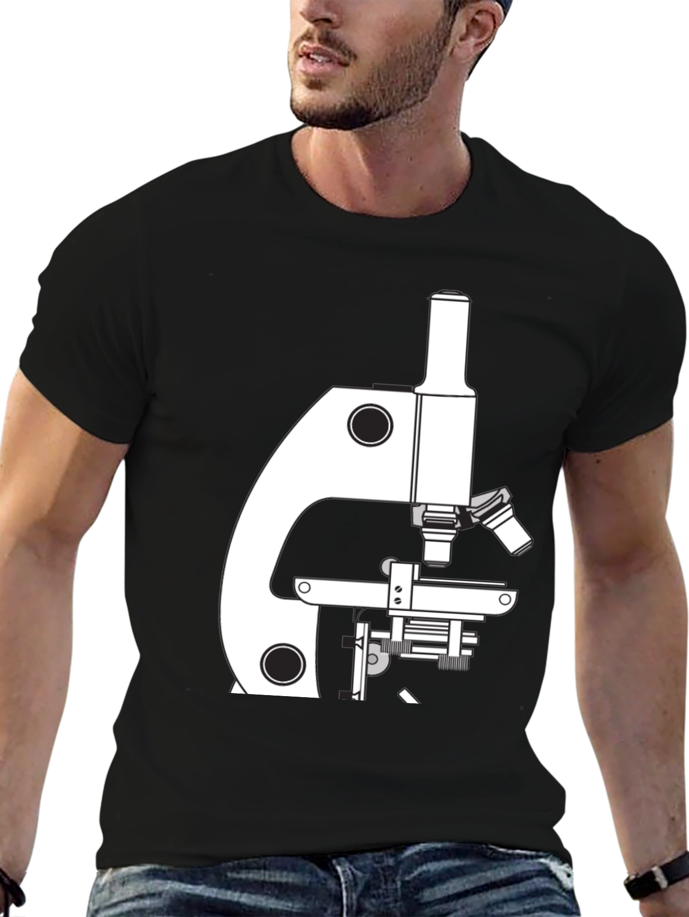 Science Microscope Graphic T-Shirt - Black