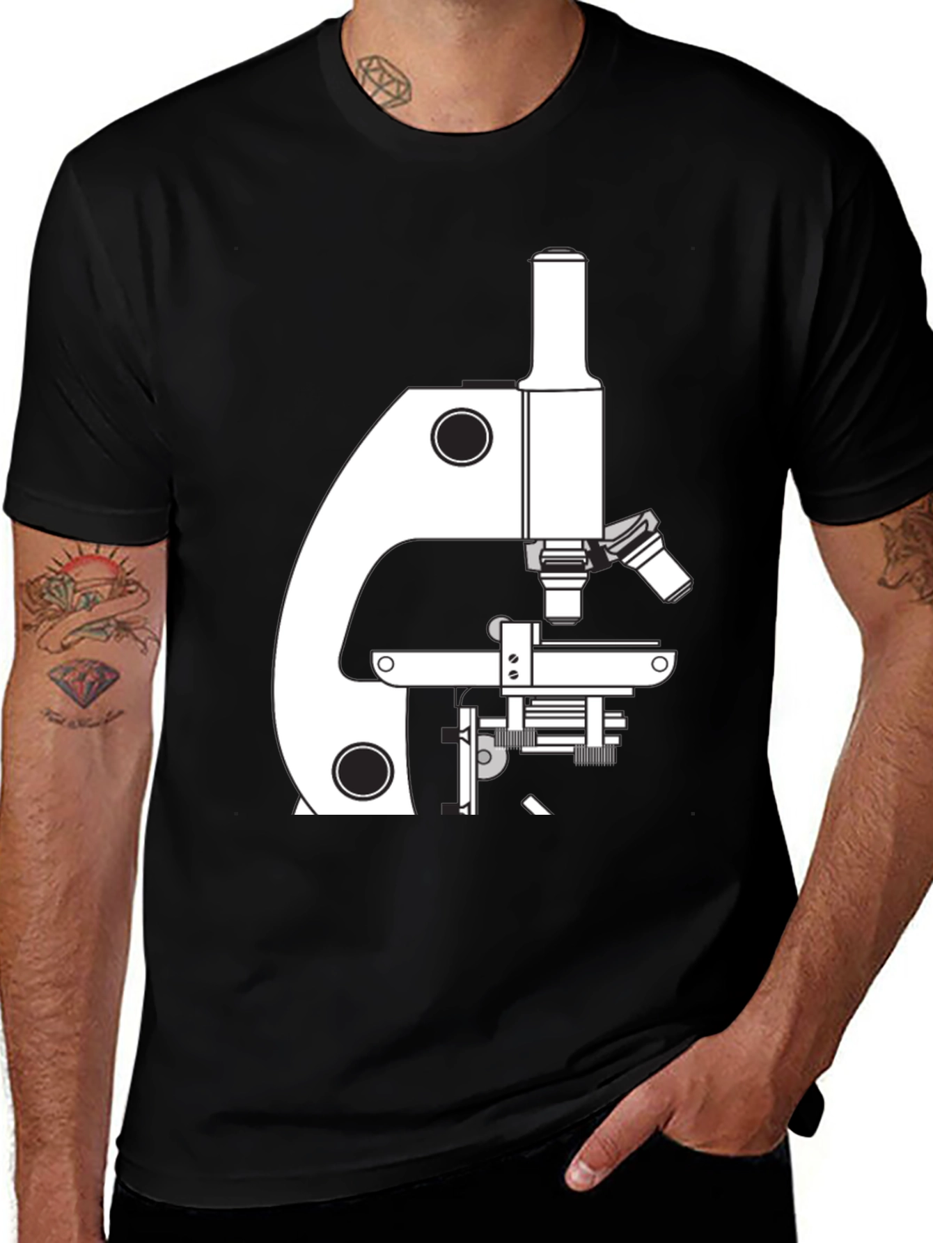 Science Microscope Graphic T-Shirt - Black