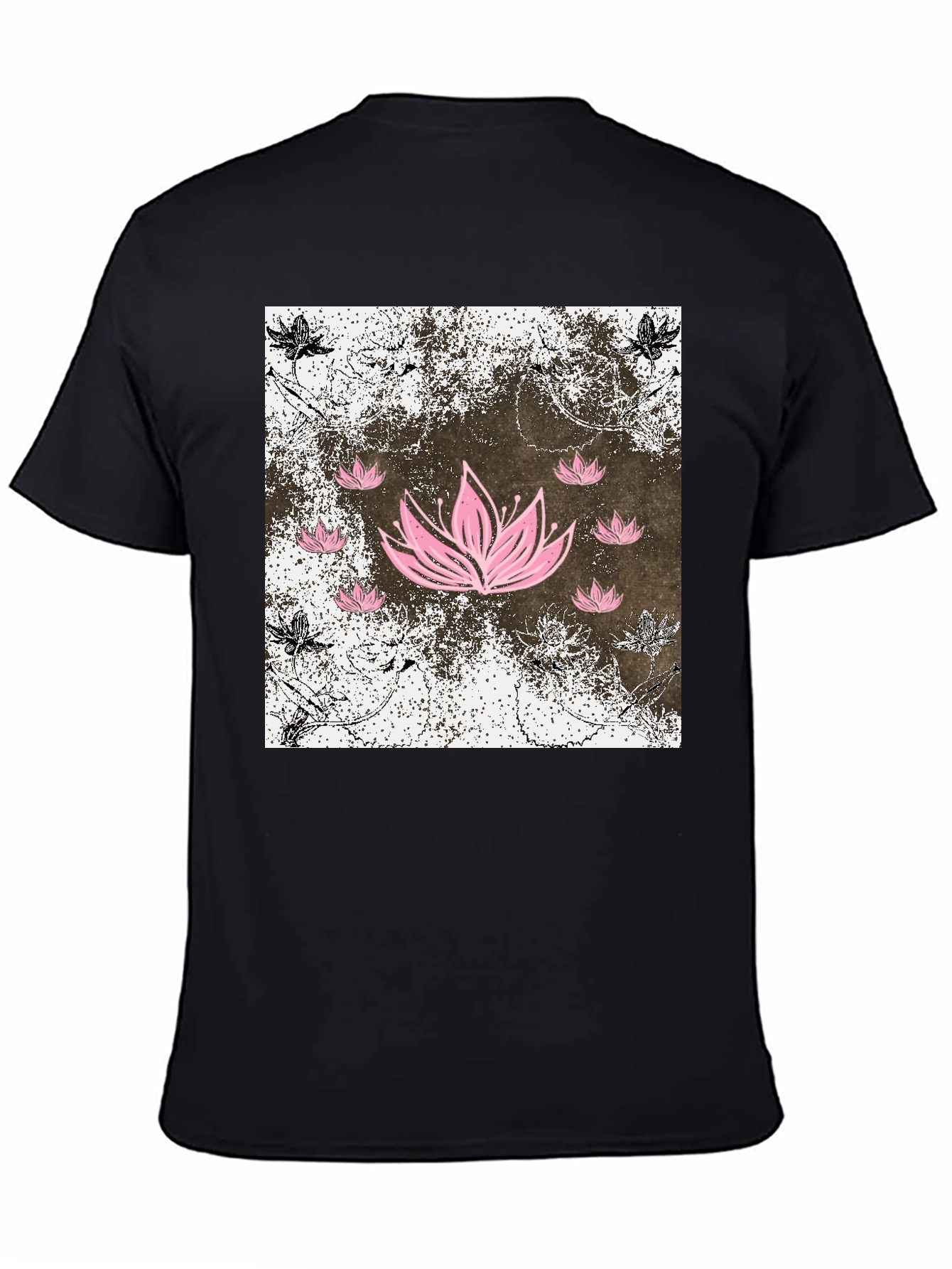 Lotus Flower Graphic Tee - Mens Black T-Shirt