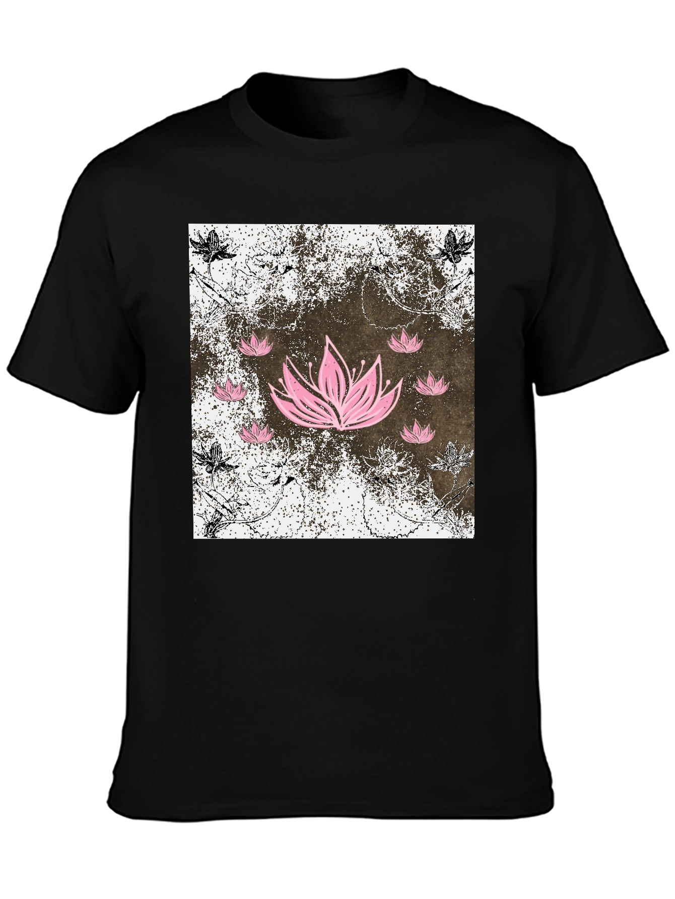 Lotus Flower Graphic Tee - Mens Black T-Shirt