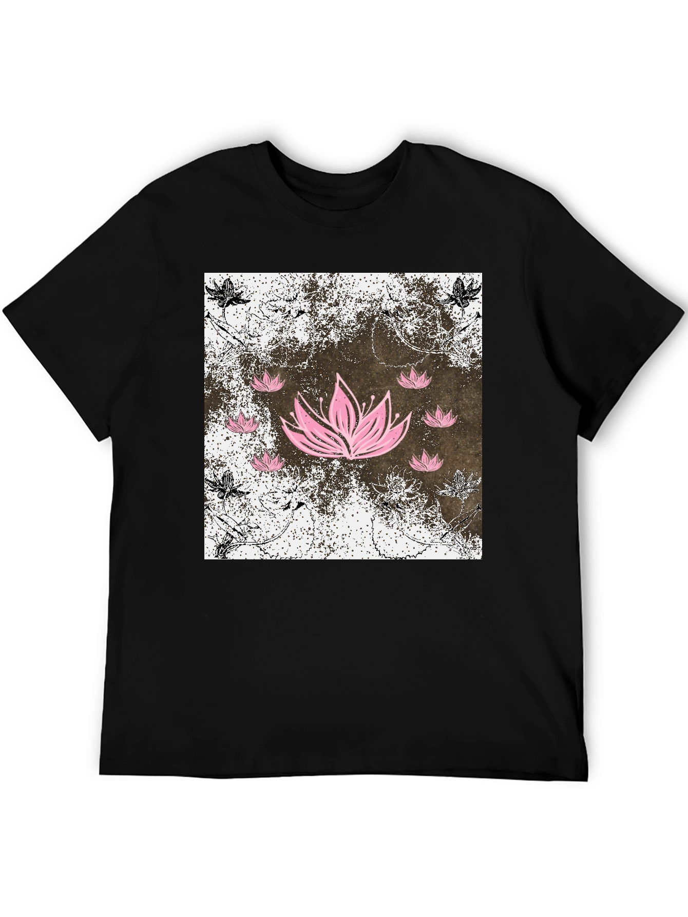Lotus Flower Graphic Tee - Mens Black T-Shirt