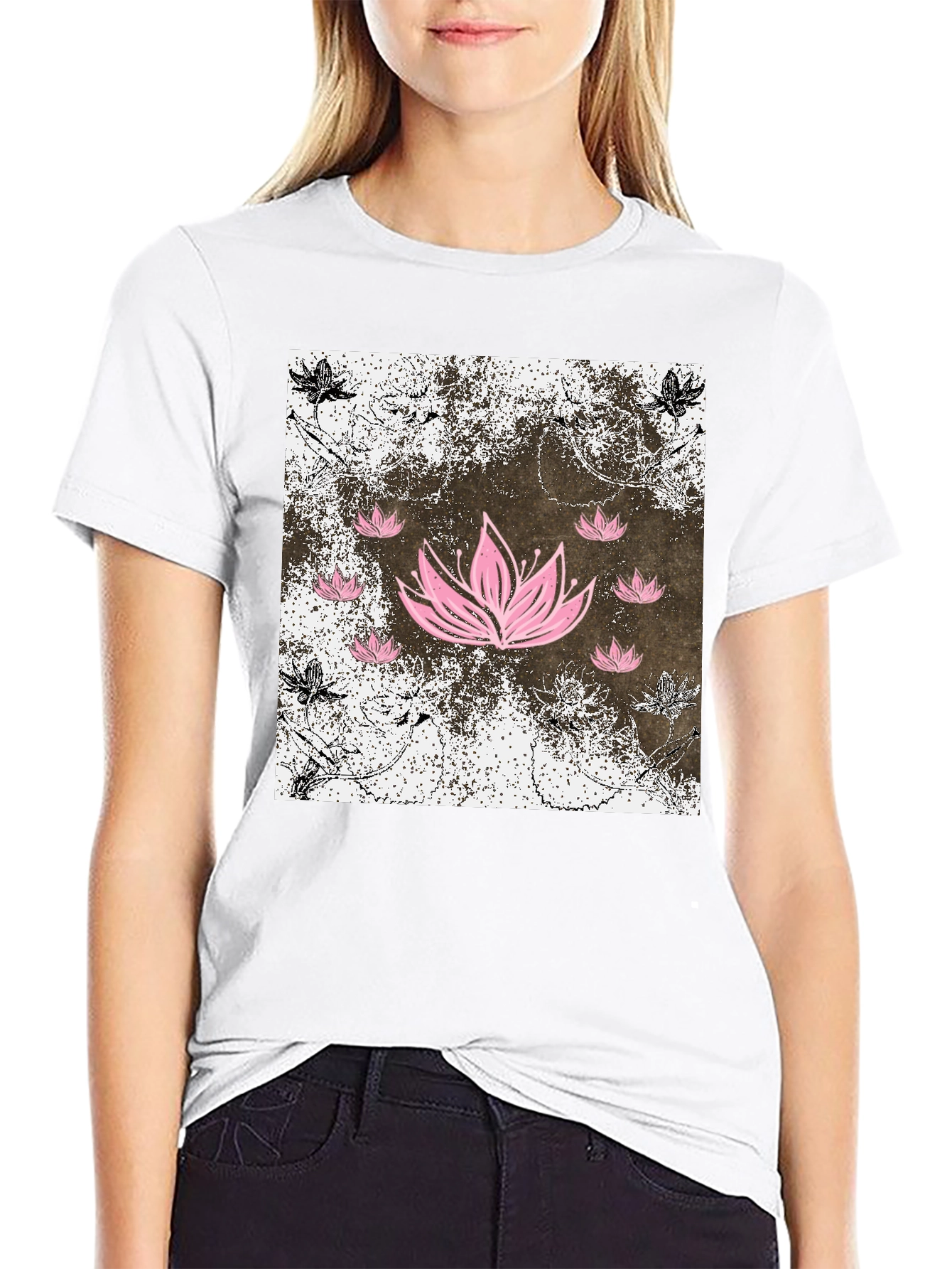 Lotus Flower Graphic Tee - Mens Black T-Shirt